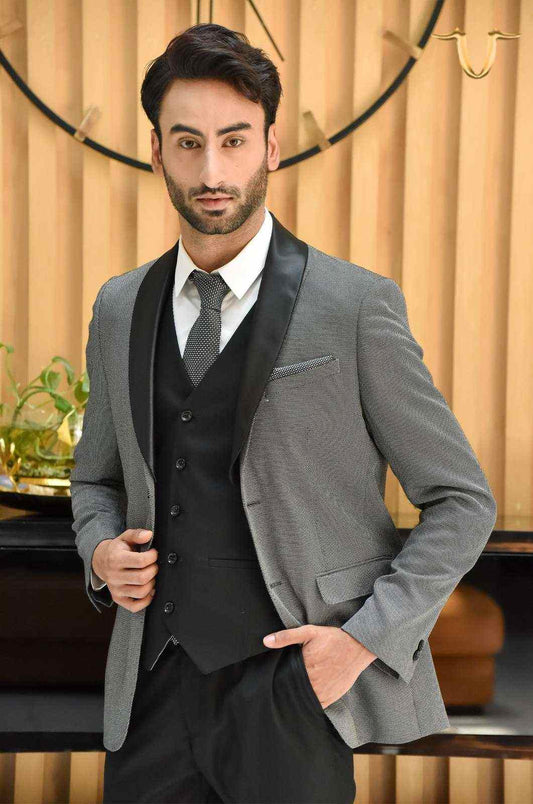Grey 4 Pc Suit With Contrast Waistcoat And Trouser house-of-united