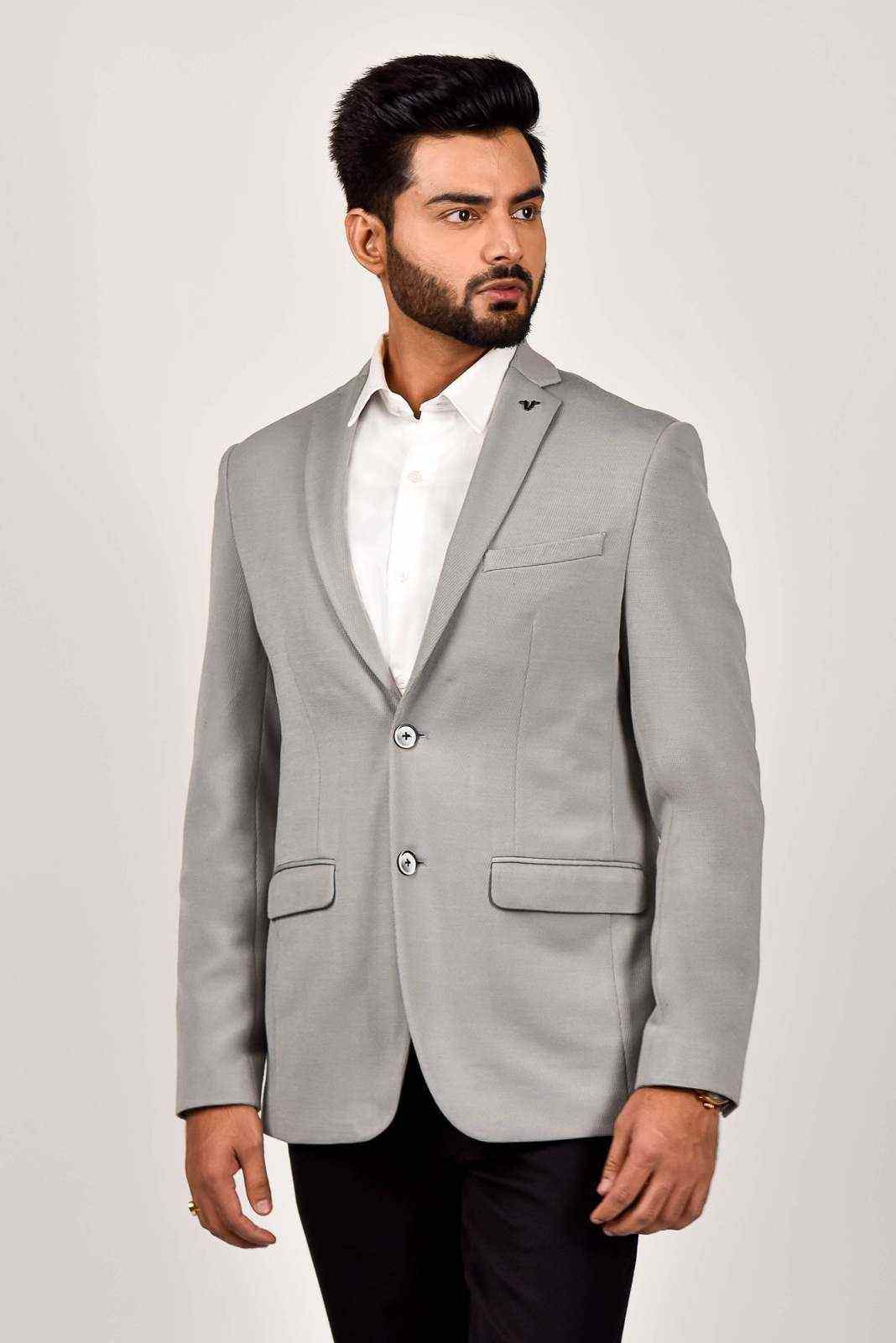 Grey Knitted Blazer for Casual Event house-of-united