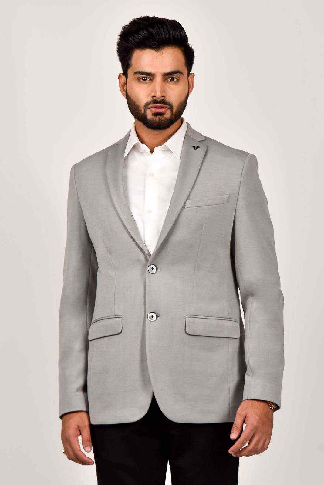Grey Knitted Blazer for Casual Event house-of-united