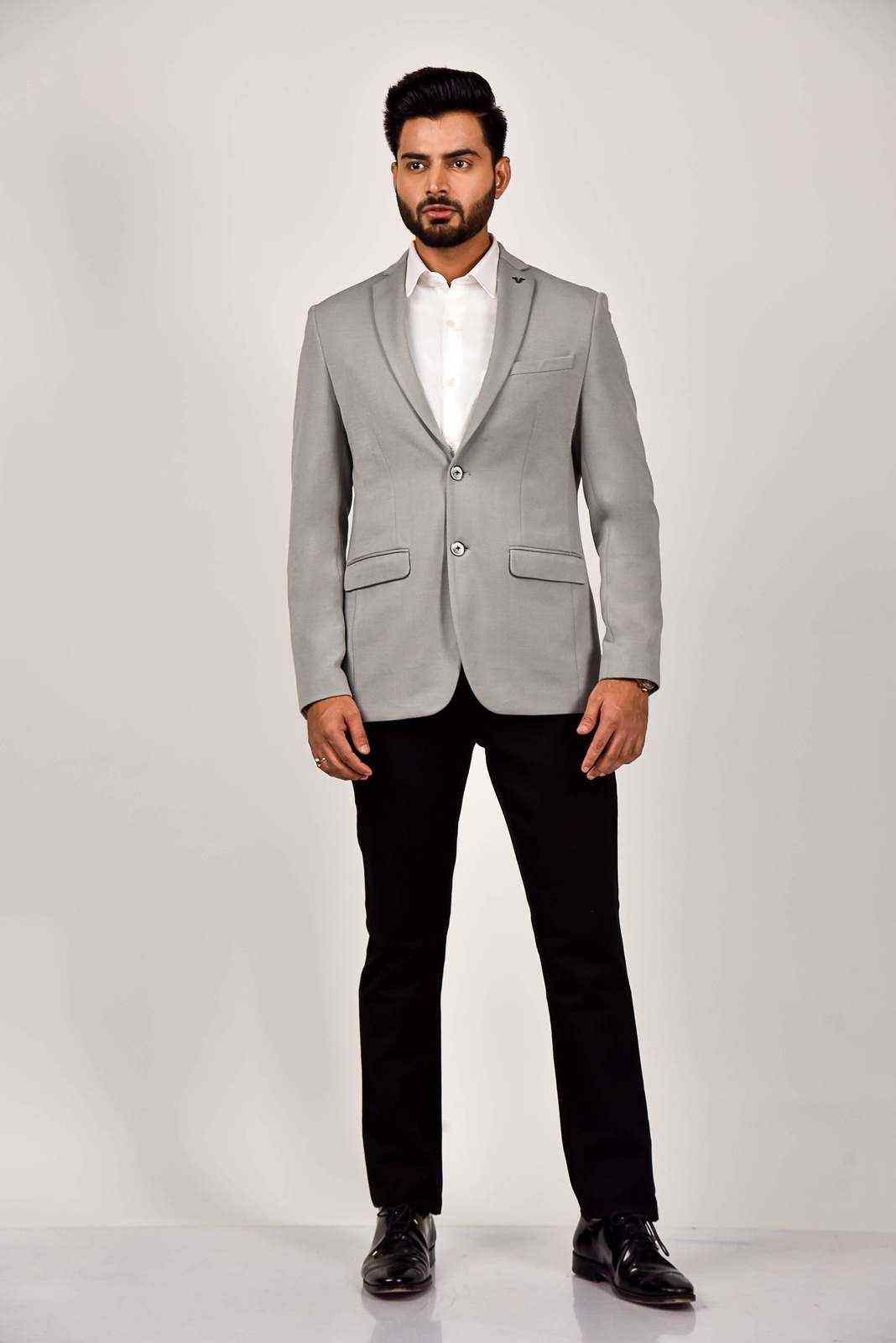 Grey Knitted Blazer for Casual Event house-of-united