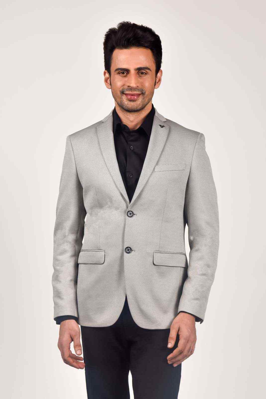 Grey Knitted Blazer for Casual Parties house-of-united