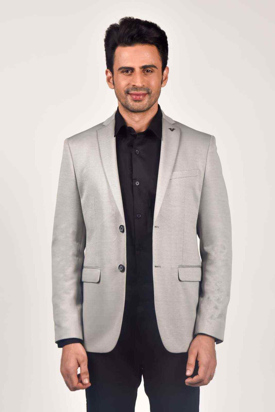 Grey Knitted Blazer for Casual Parties house-of-united