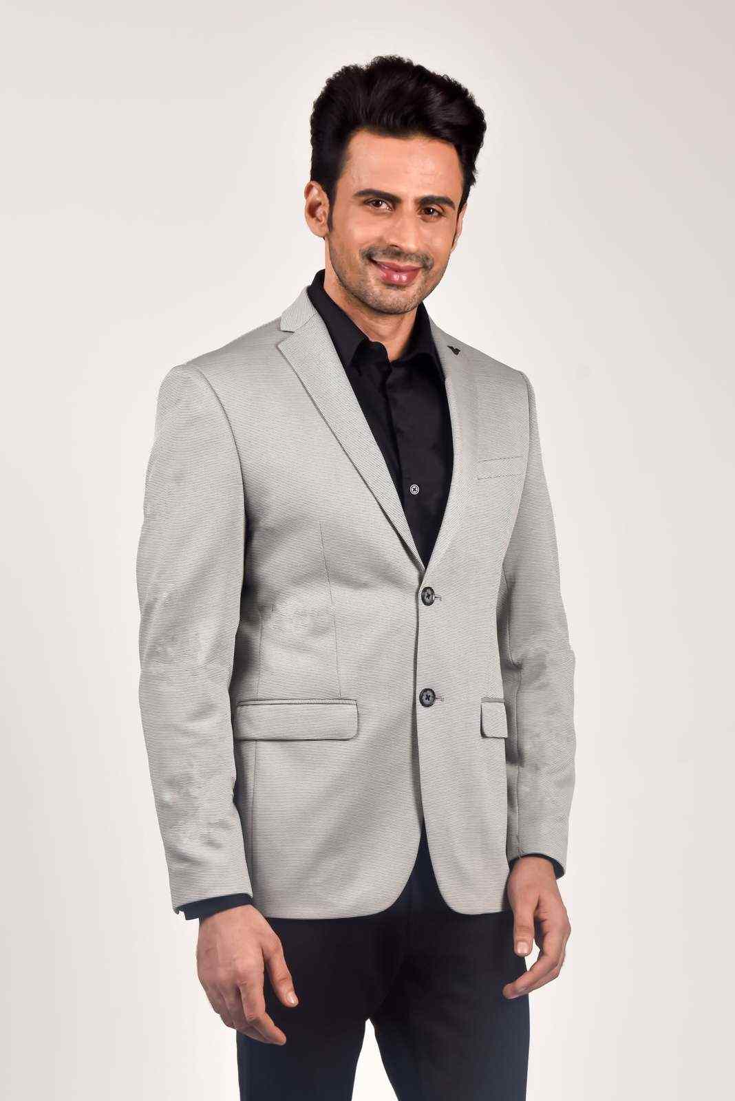 Grey Knitted Blazer for Casual Parties house-of-united