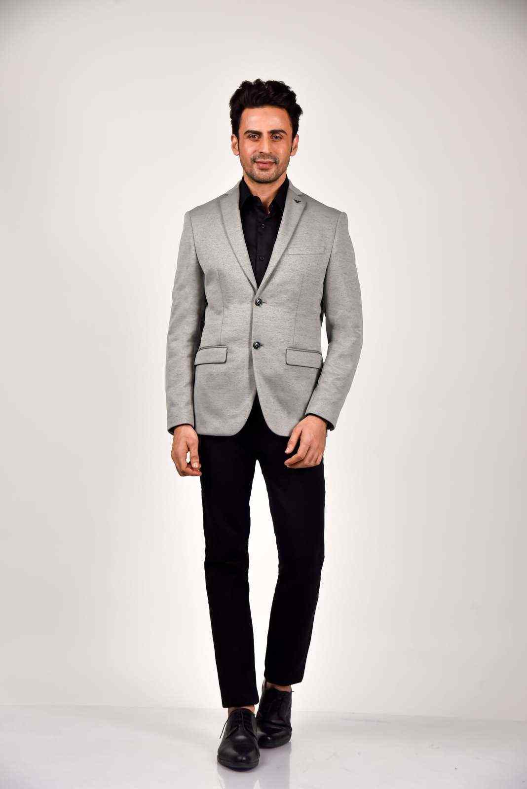 Grey Knitted Blazer for Evenings house-of-united