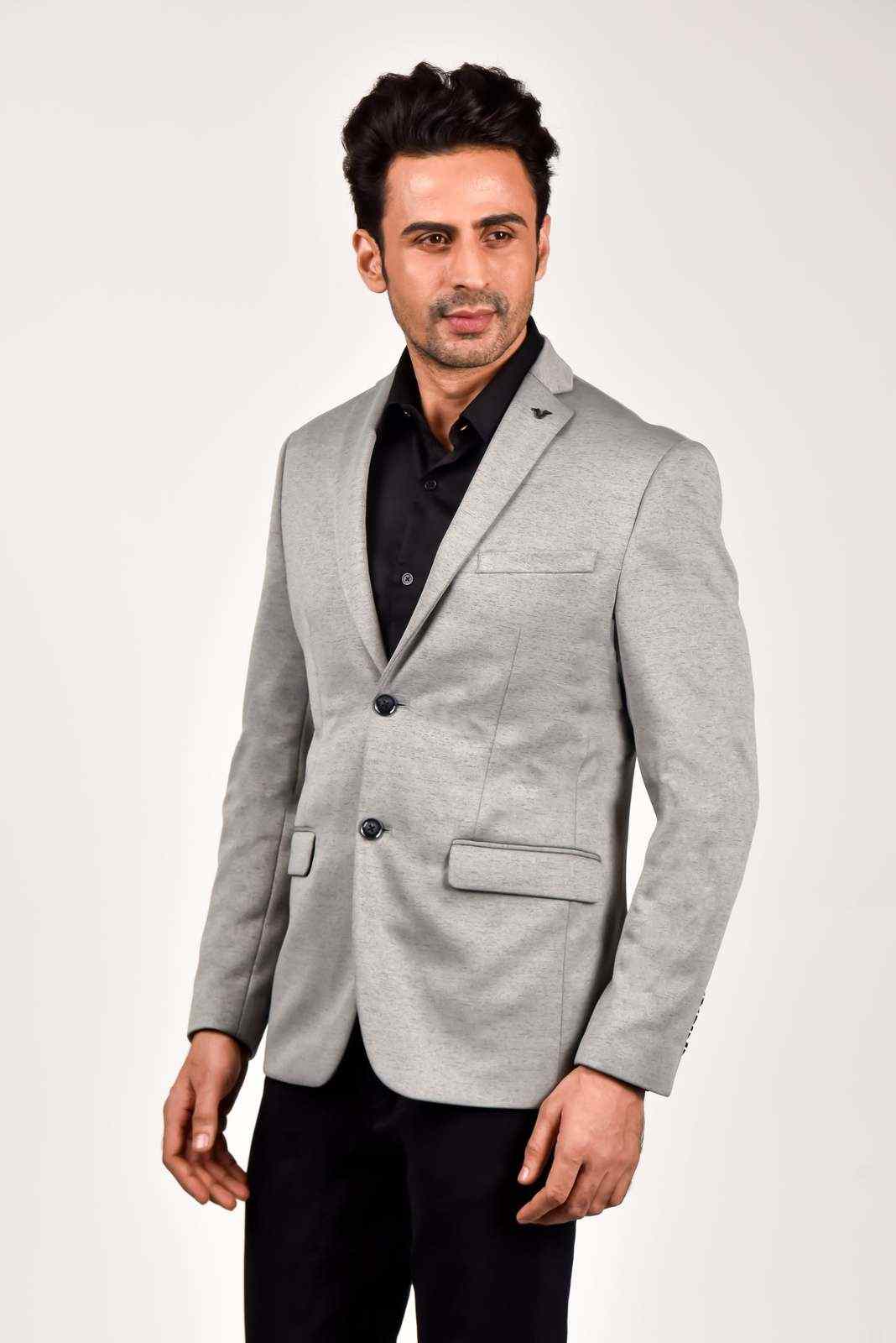 Grey Knitted Blazer for Evenings house-of-united