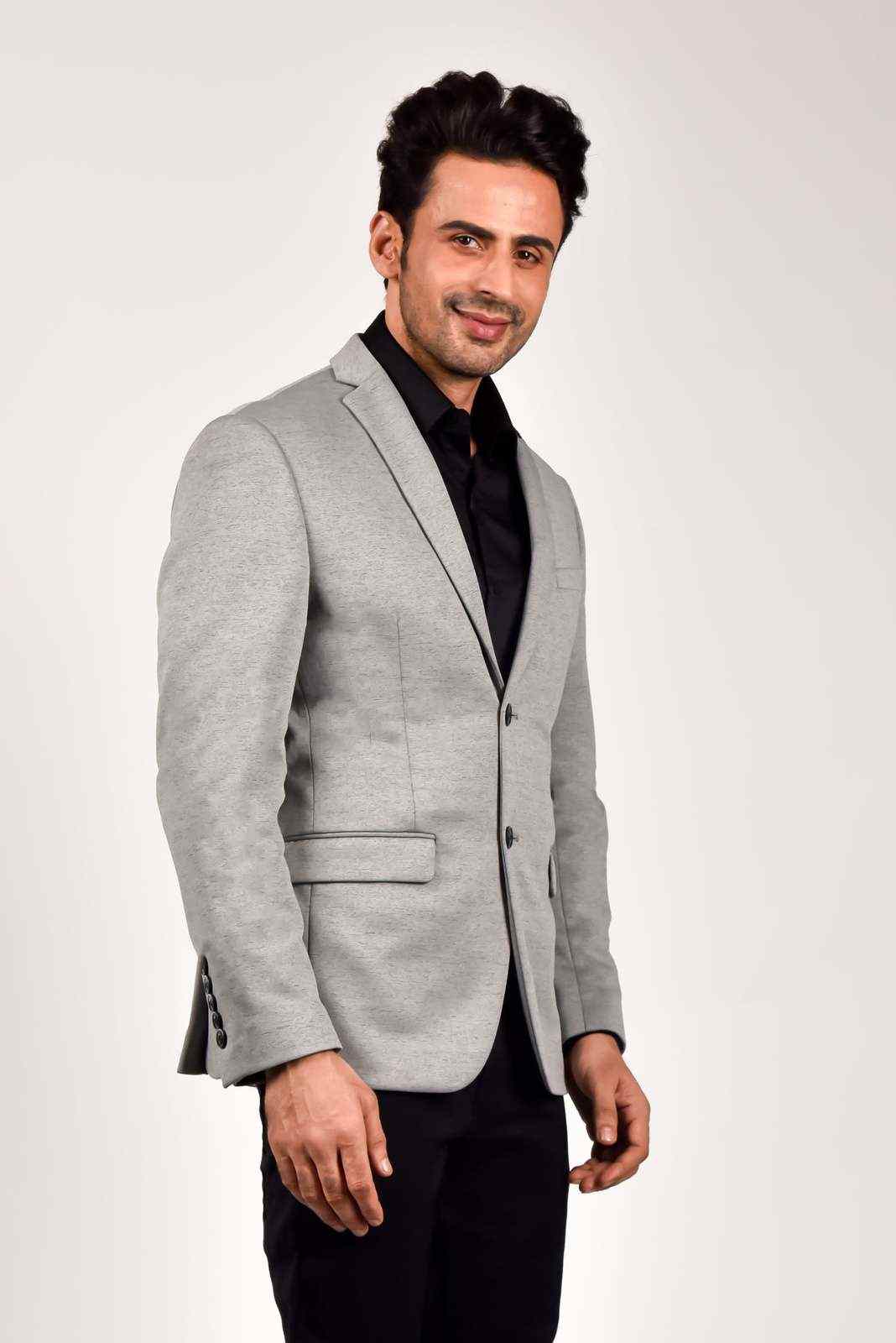 Grey Knitted Blazer for Evenings house-of-united