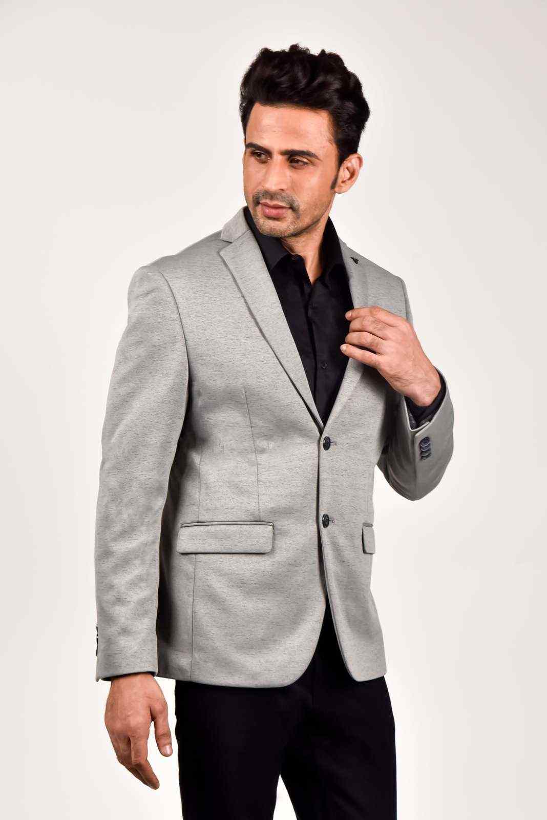 Grey Knitted Blazer for Evenings house-of-united