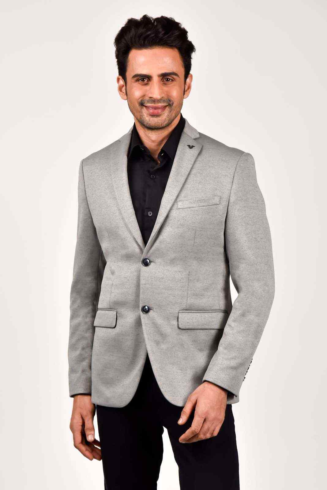 Grey Knitted Blazer for Evenings house-of-united