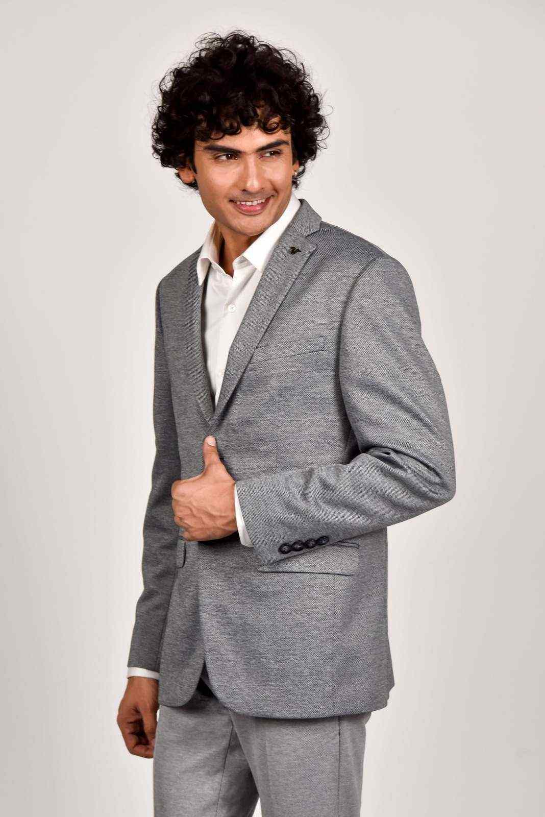 Grey Knitted Blazer for Office house-of-united