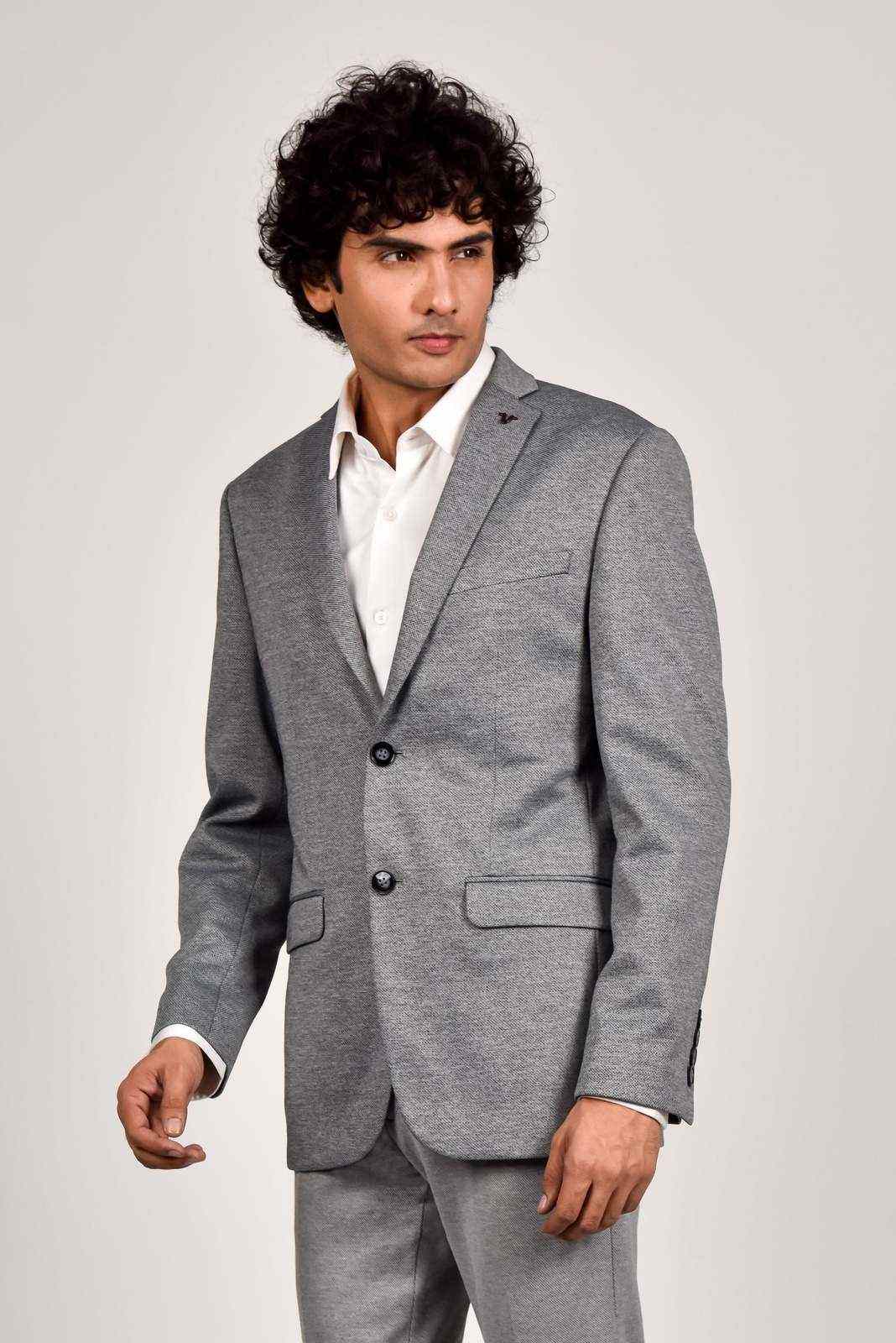 Grey Knitted Blazer for Office house-of-united