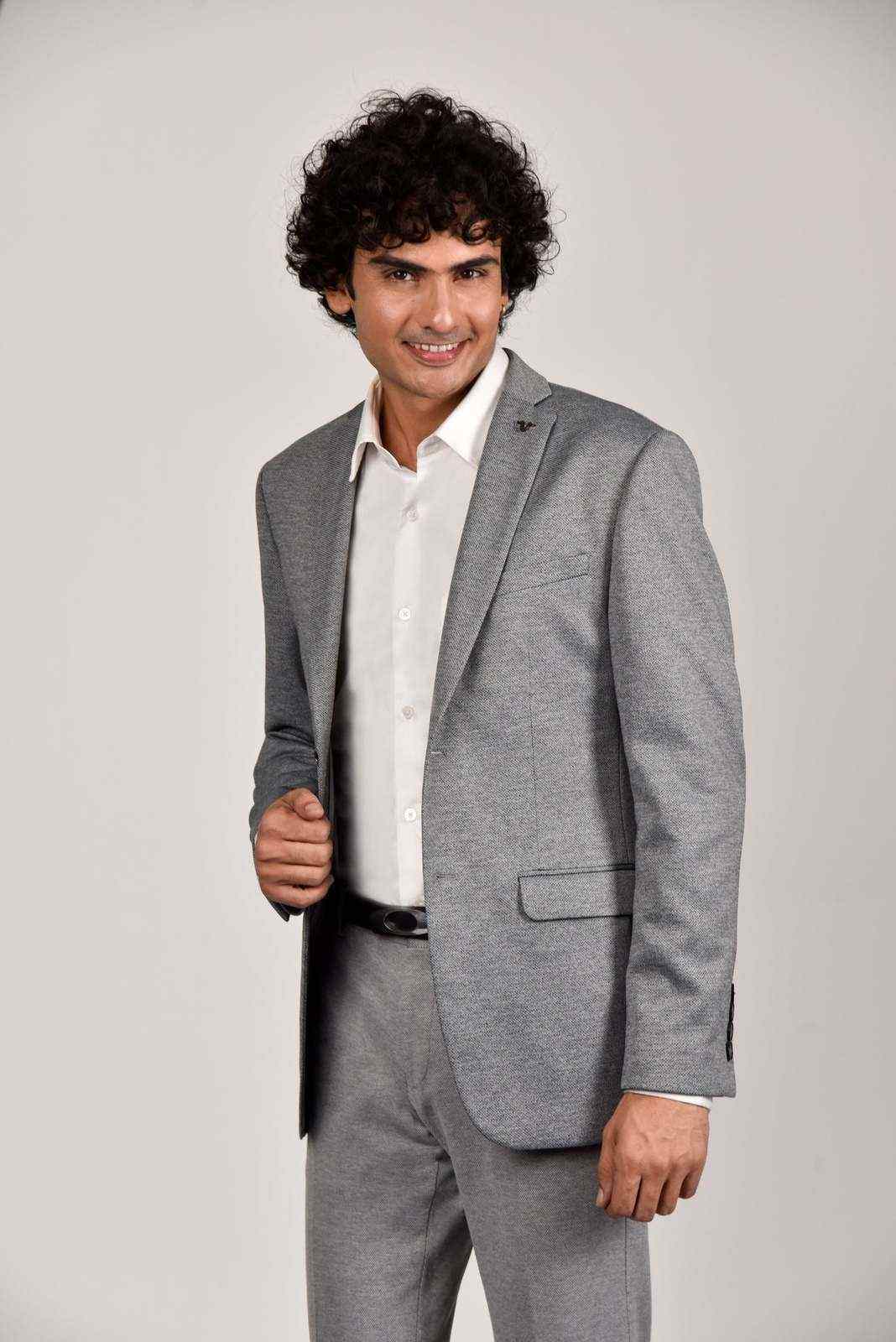 Grey Knitted Blazer for Office house-of-united