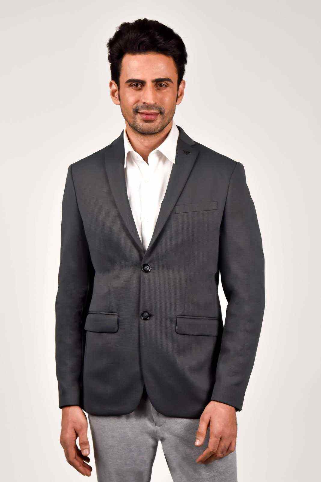 Grey Knitted Blazer for Office Party house-of-united