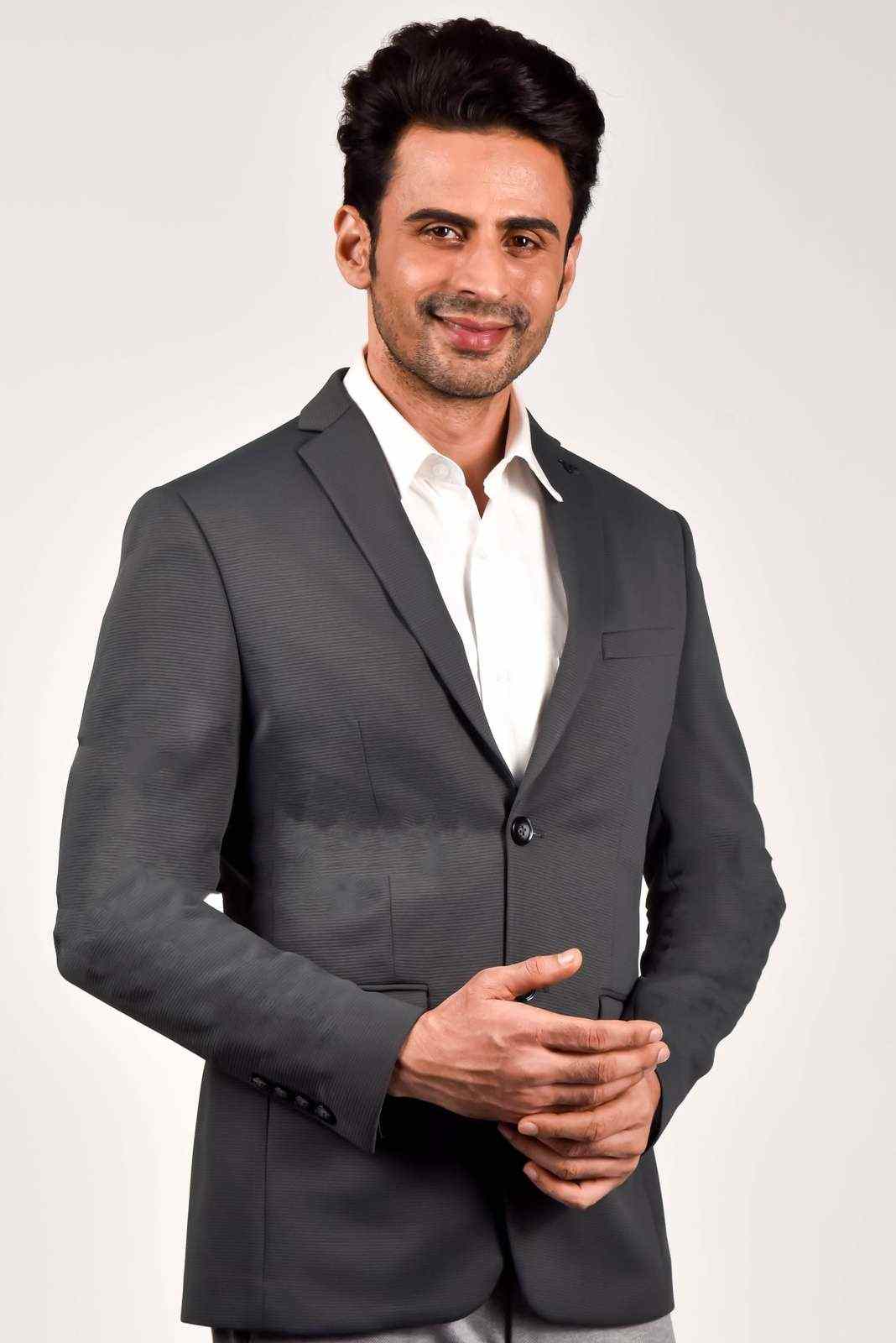 Grey Knitted Blazer for Office Party house-of-united