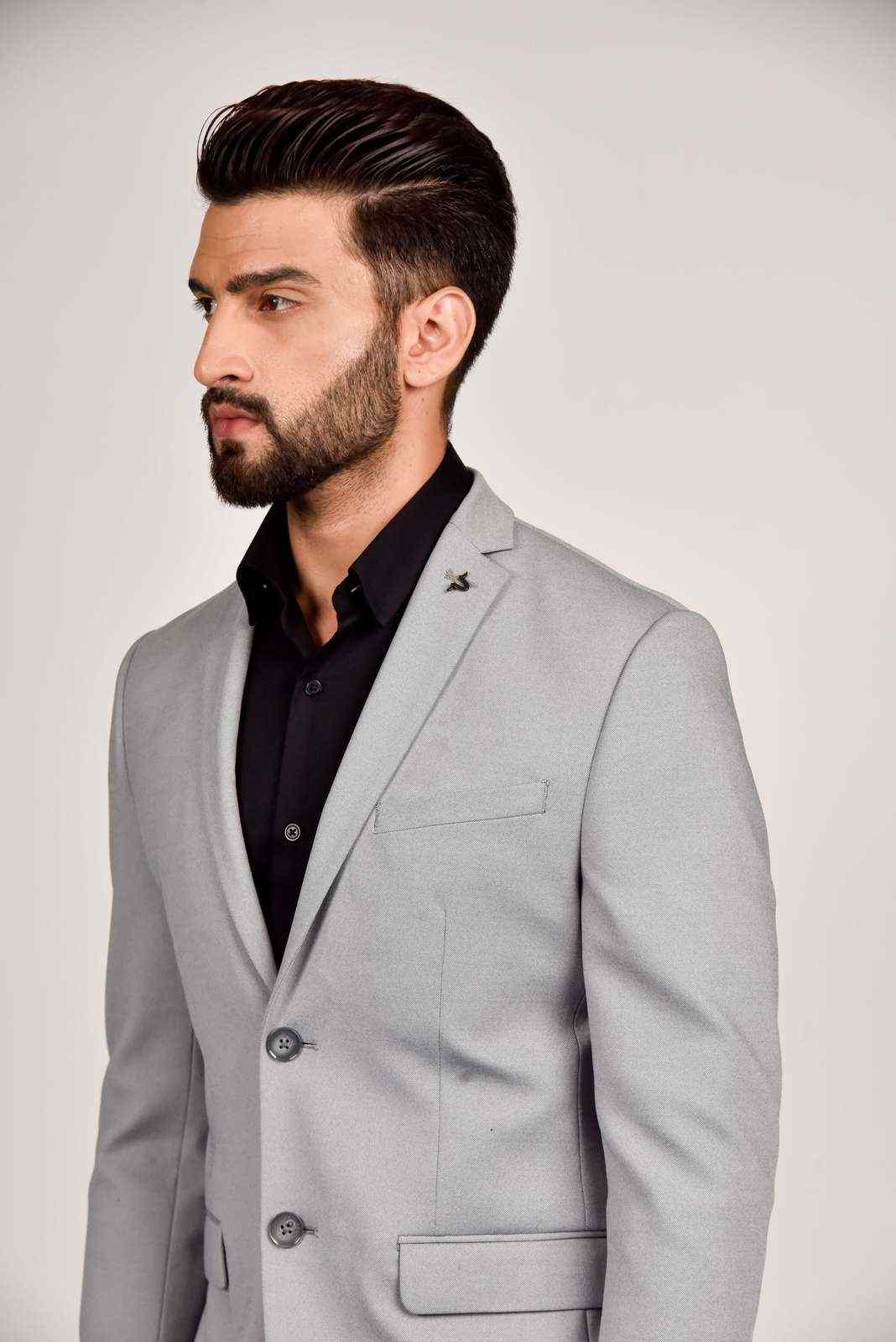 Grey Knitted Dobby Blazer house-of-united