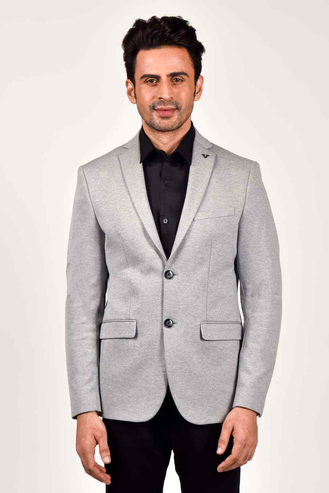 Grey Knitted Evening Blazer house-of-united