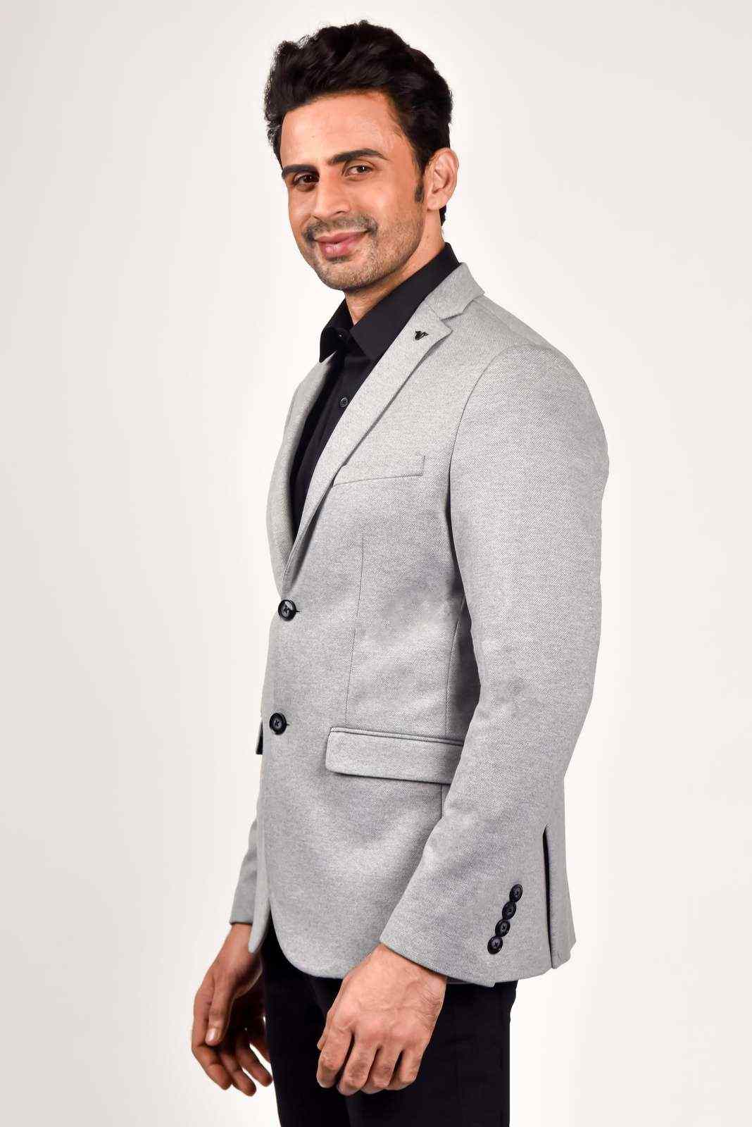 Grey Knitted Evening Blazer house-of-united
