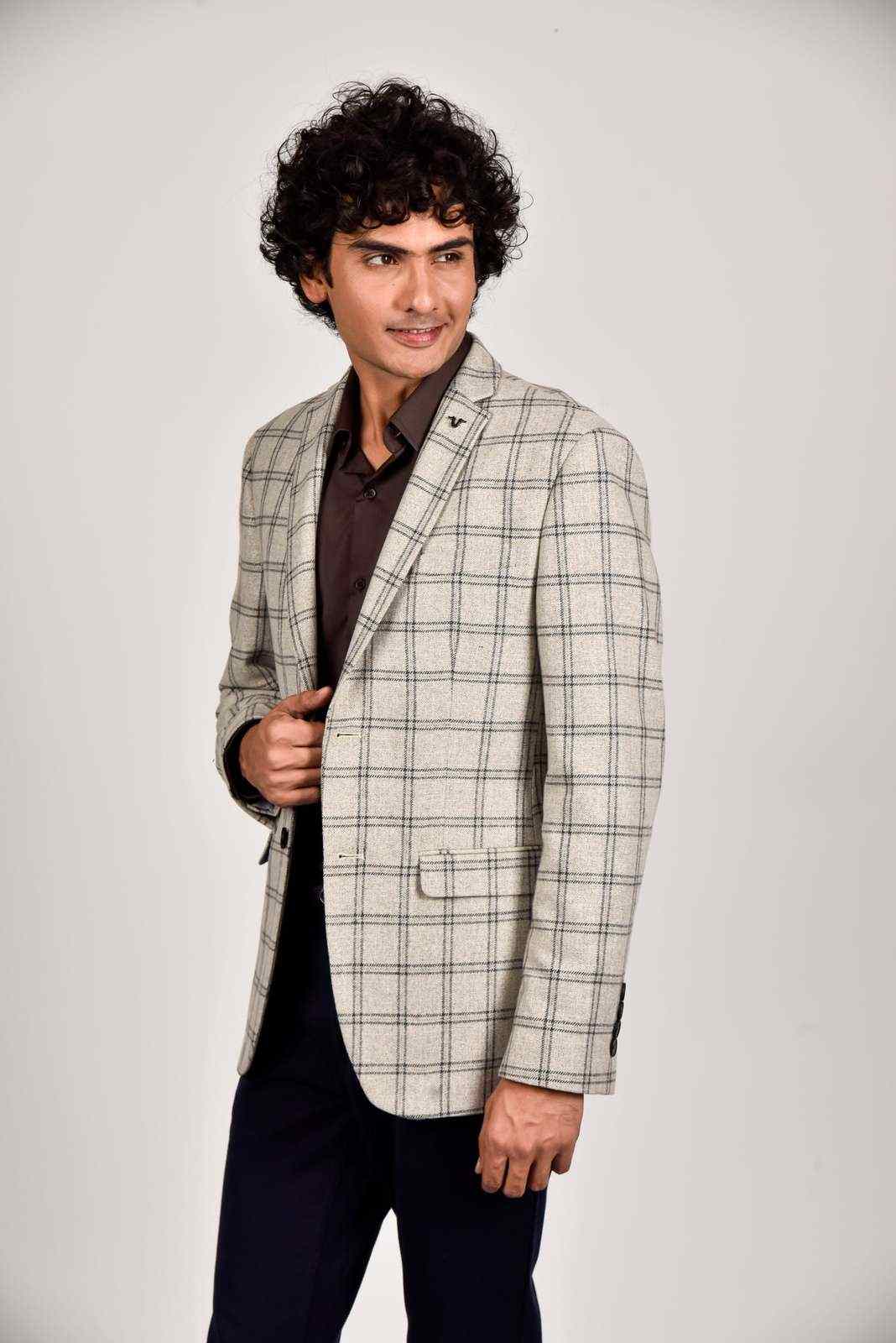 Grey Tweed Woven Blazer house-of-united