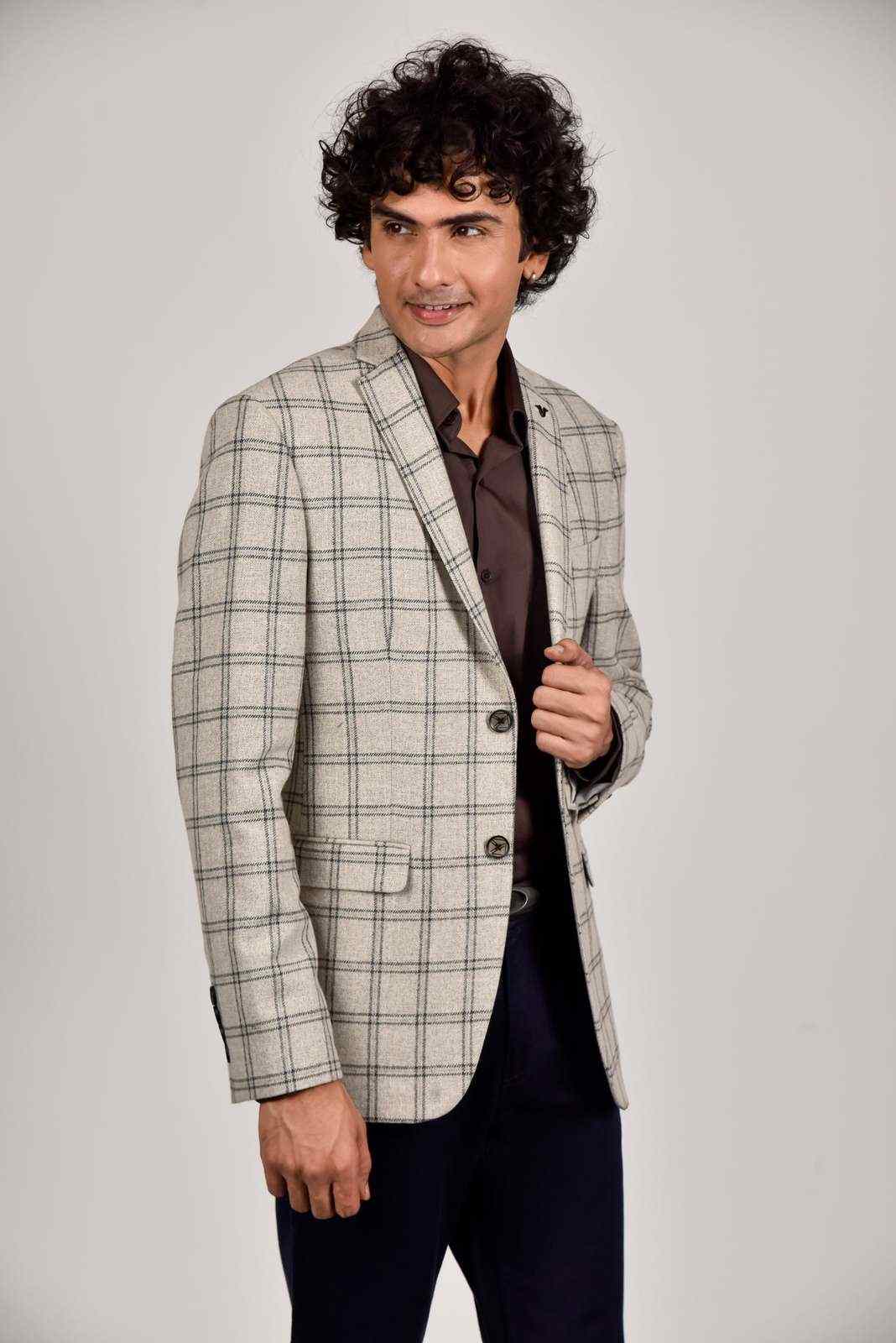 Grey Tweed Woven Blazer house-of-united