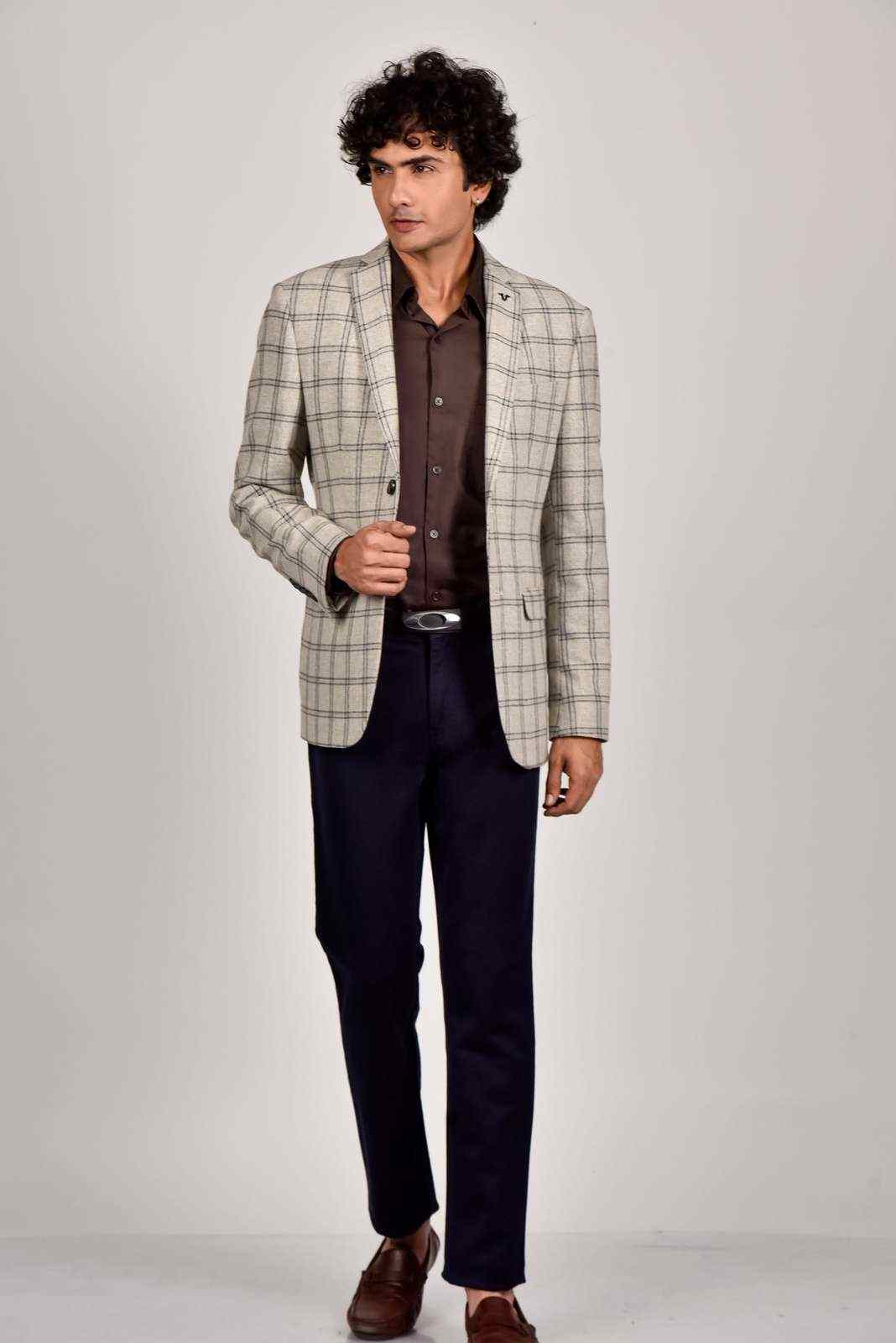 Grey Tweed Woven Blazer house-of-united