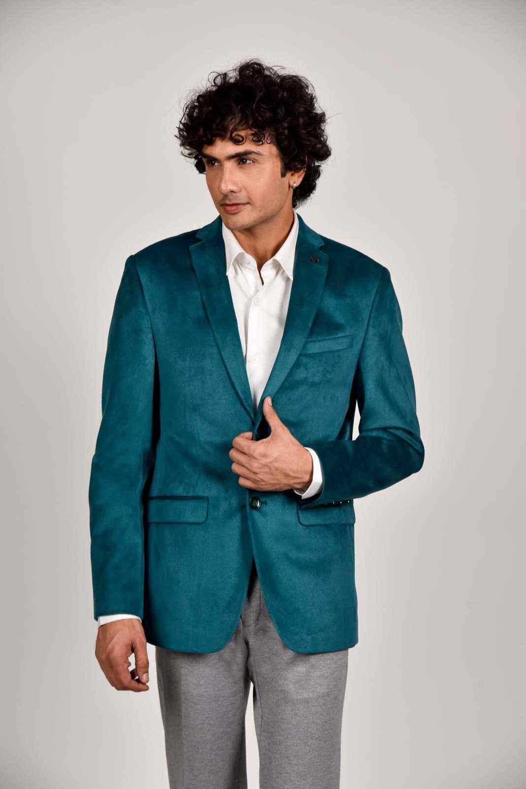 Light Green Velvet Blazer house-of-united