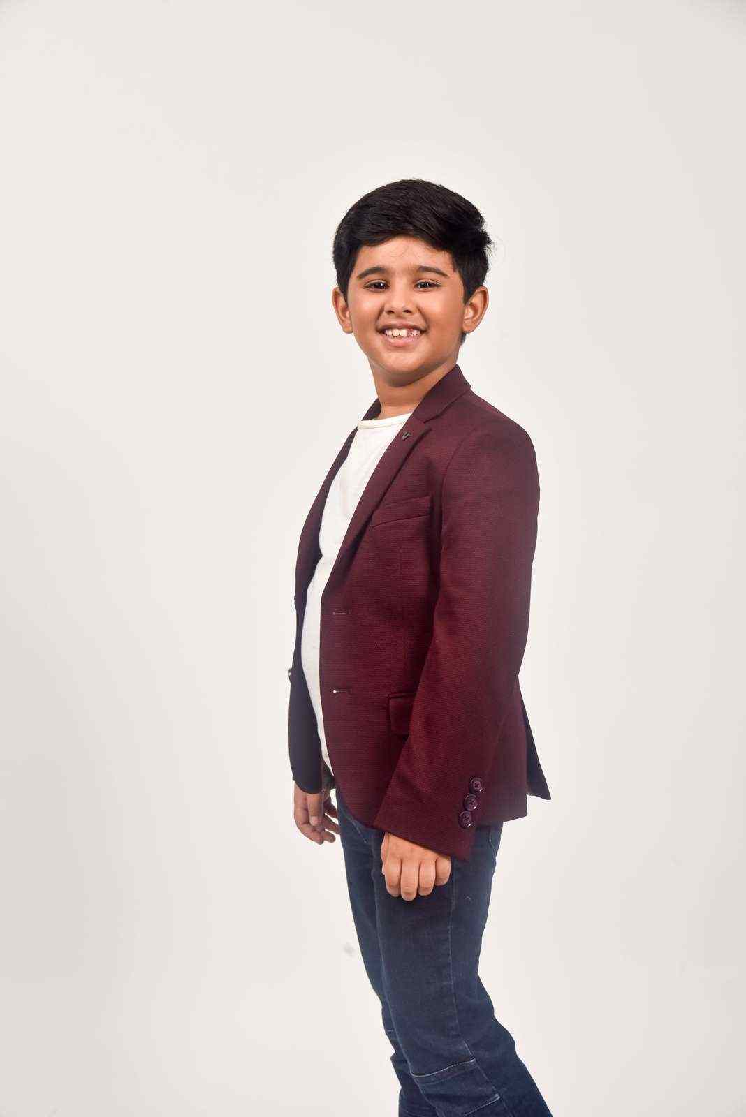 Maroon Knitted Blazer For Birthdays