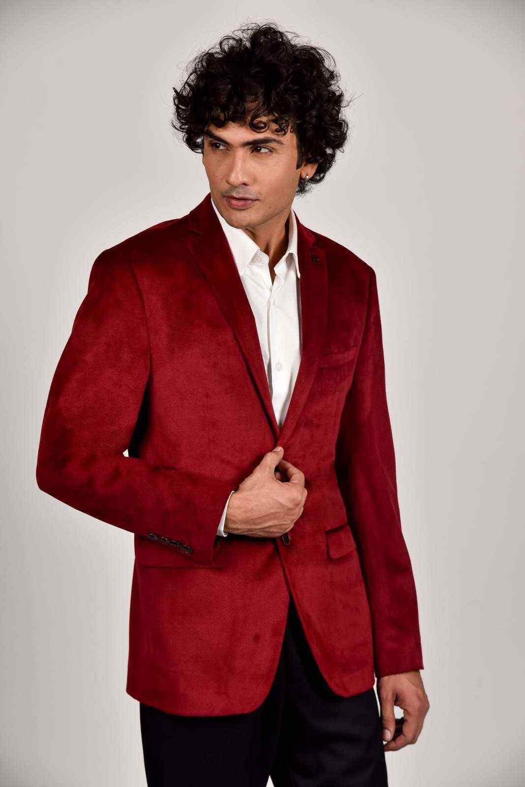 Maroon Velvet Blazer house-of-united