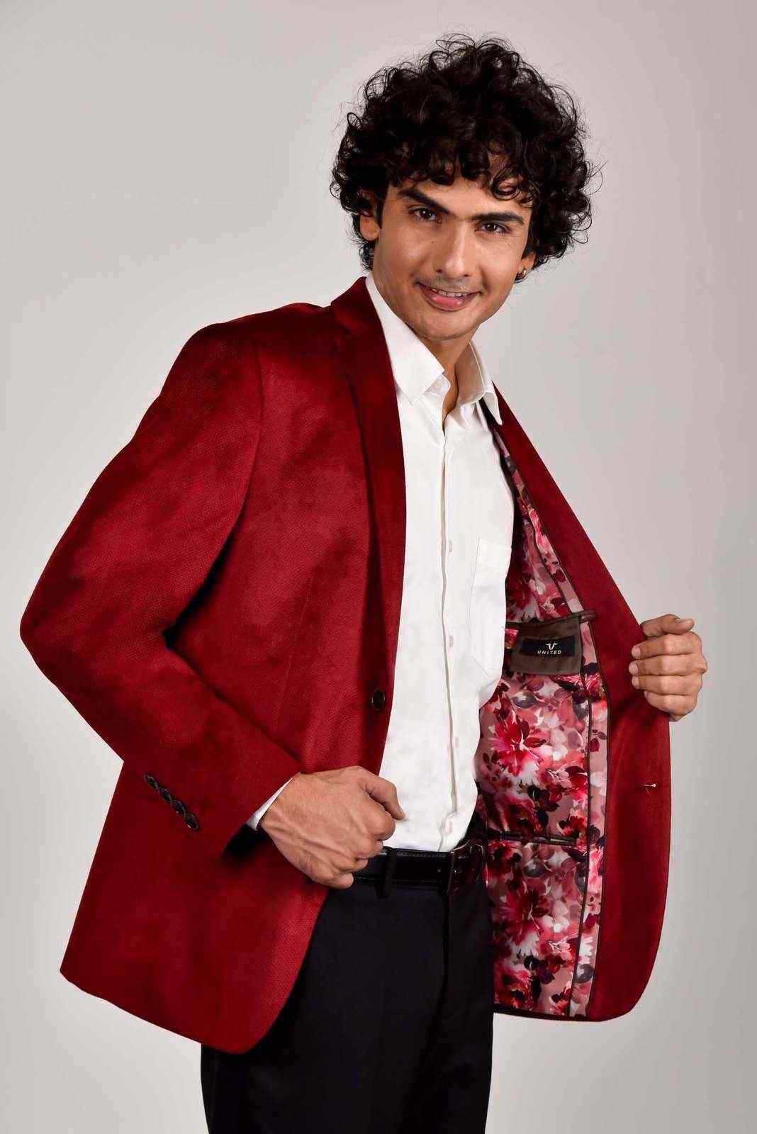 Maroon Velvet Blazer house-of-united