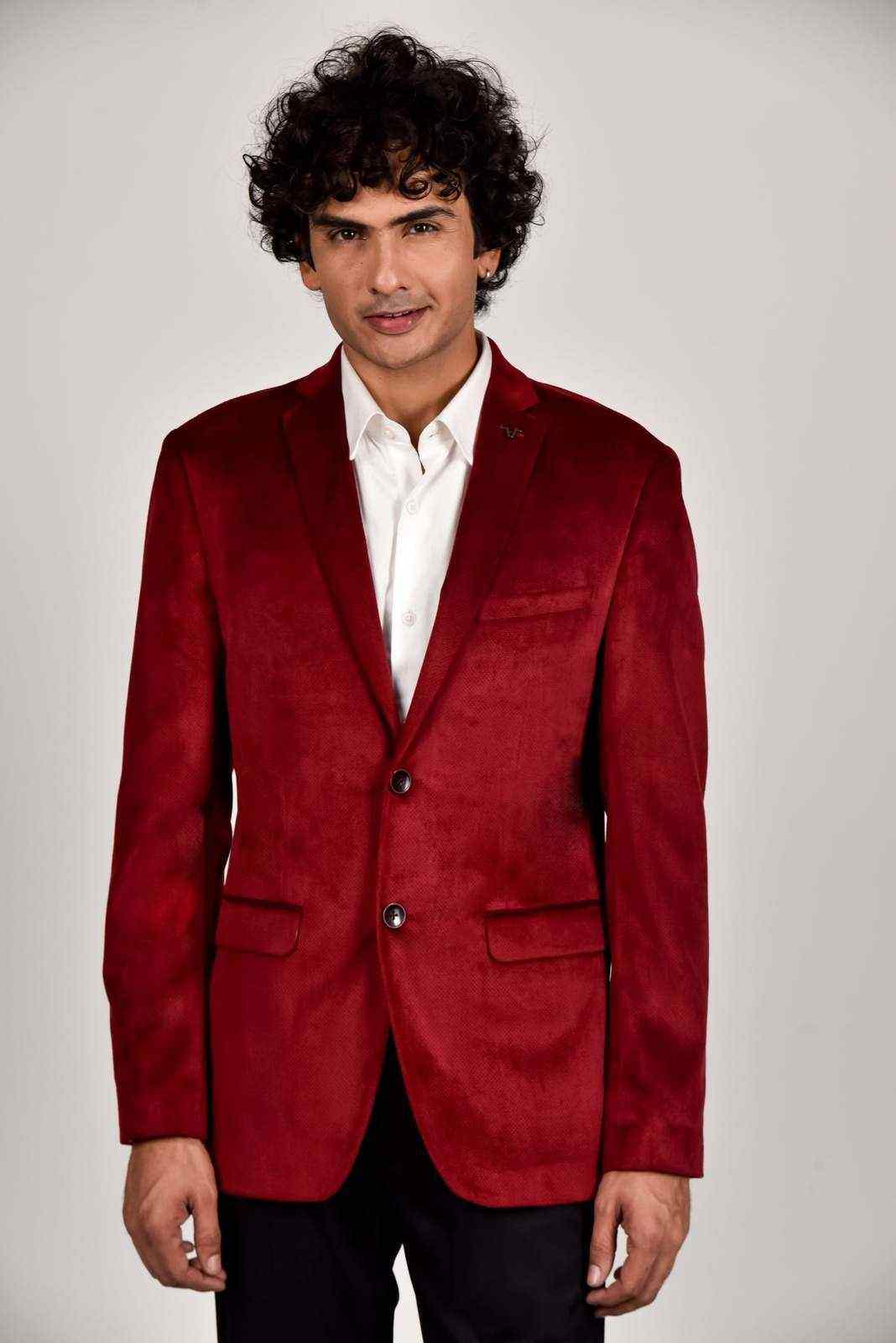 Maroon Velvet Blazer house-of-united