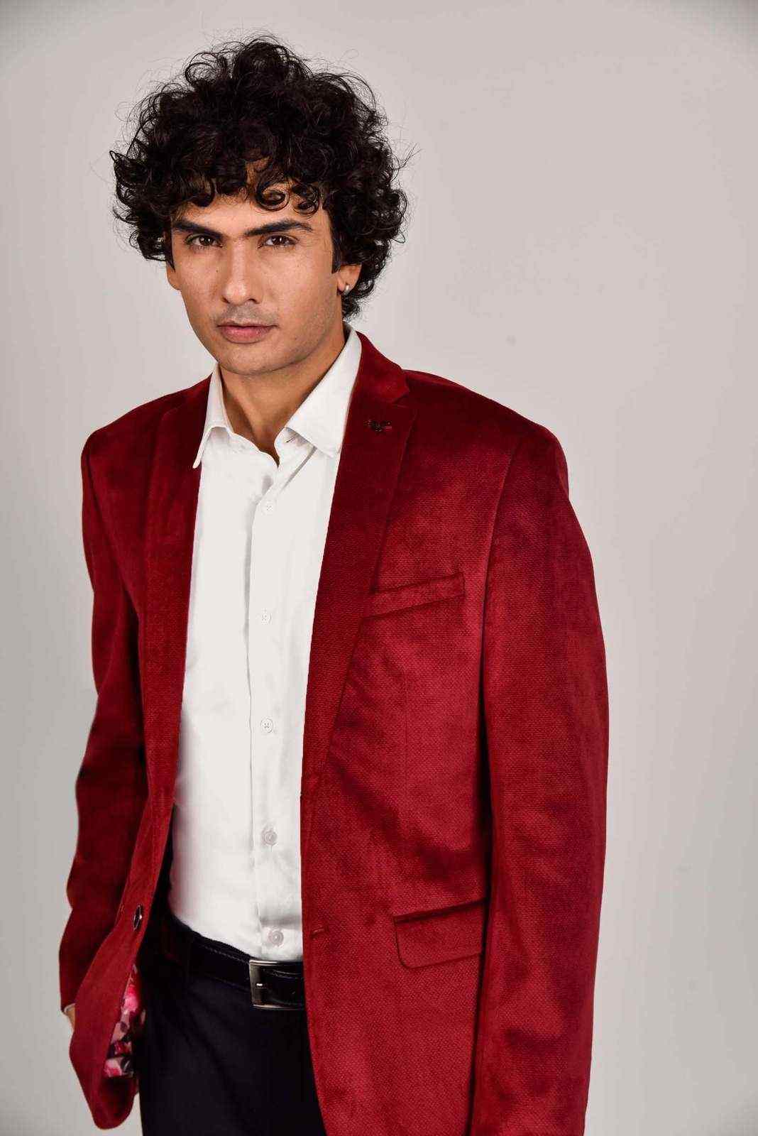 Maroon Velvet Blazer house-of-united