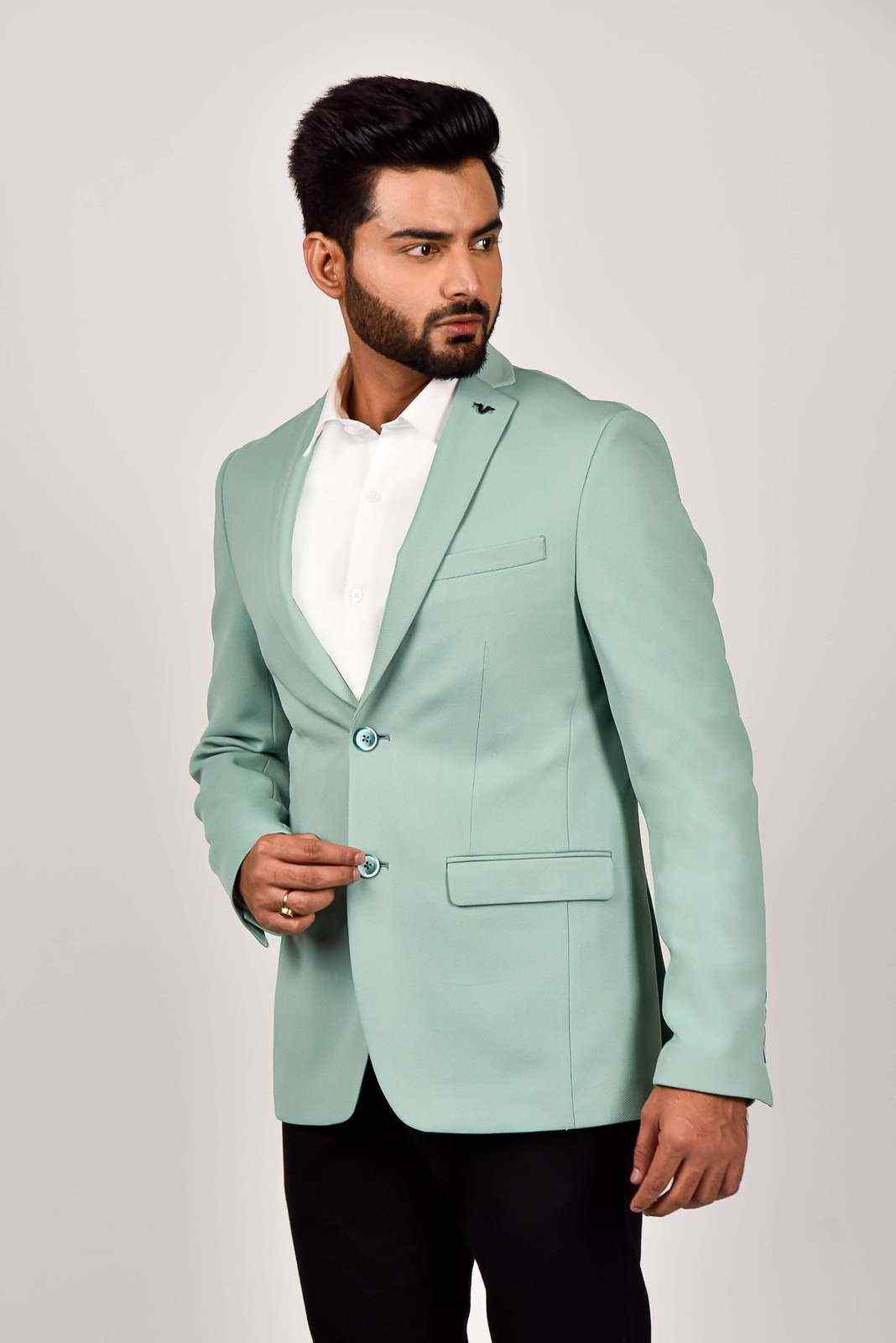 Mint Knitted Blazer with Stretch house-of-united