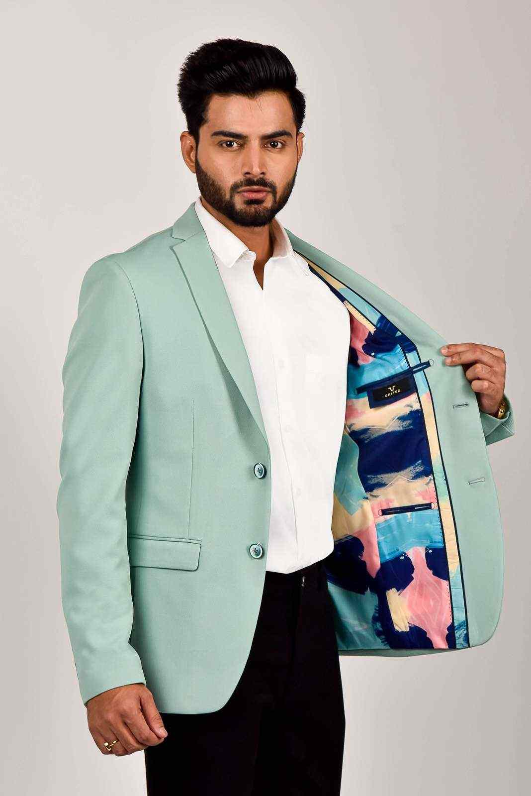 Mint Knitted Blazer with Stretch house-of-united