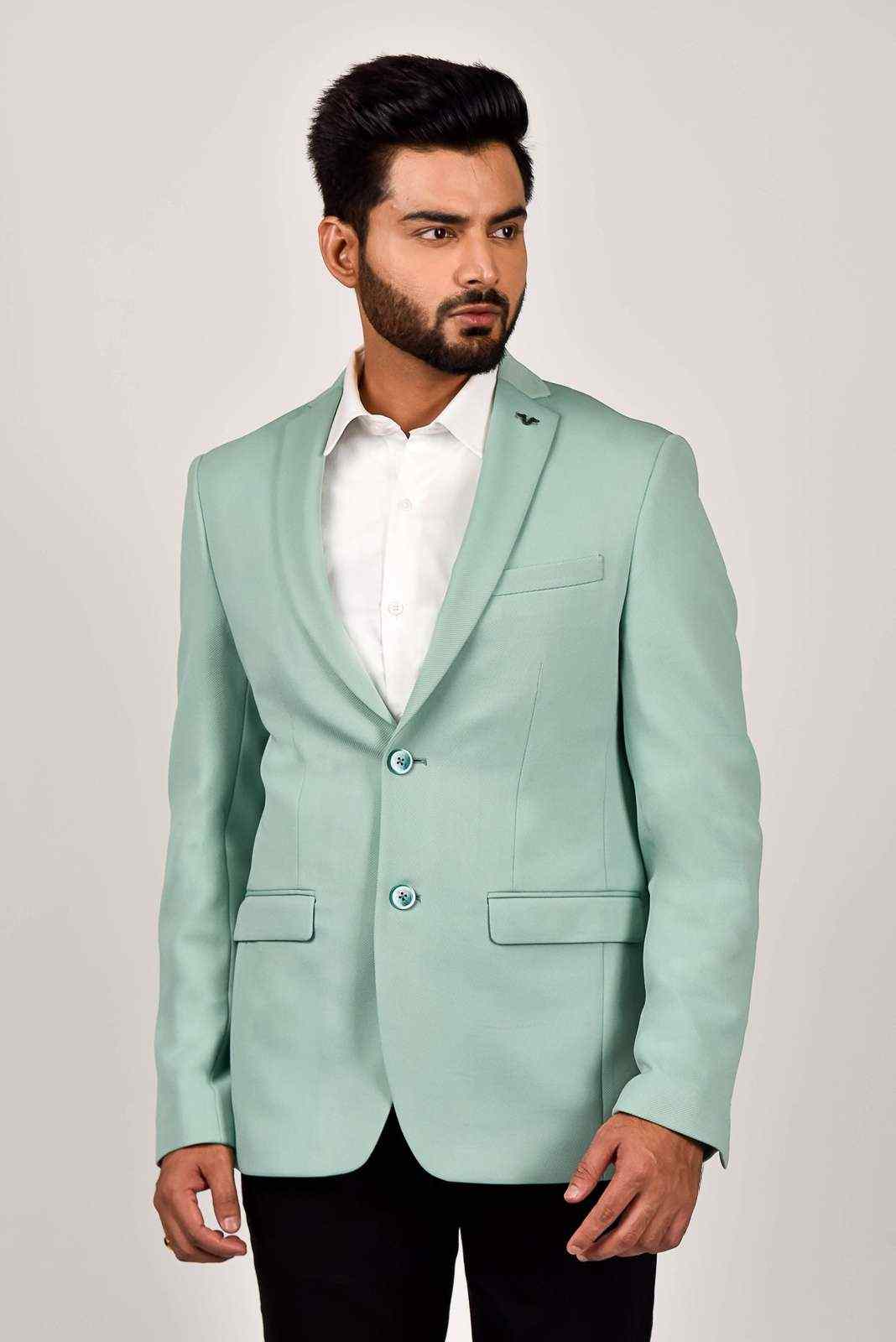 Mint Knitted Blazer with Stretch house-of-united