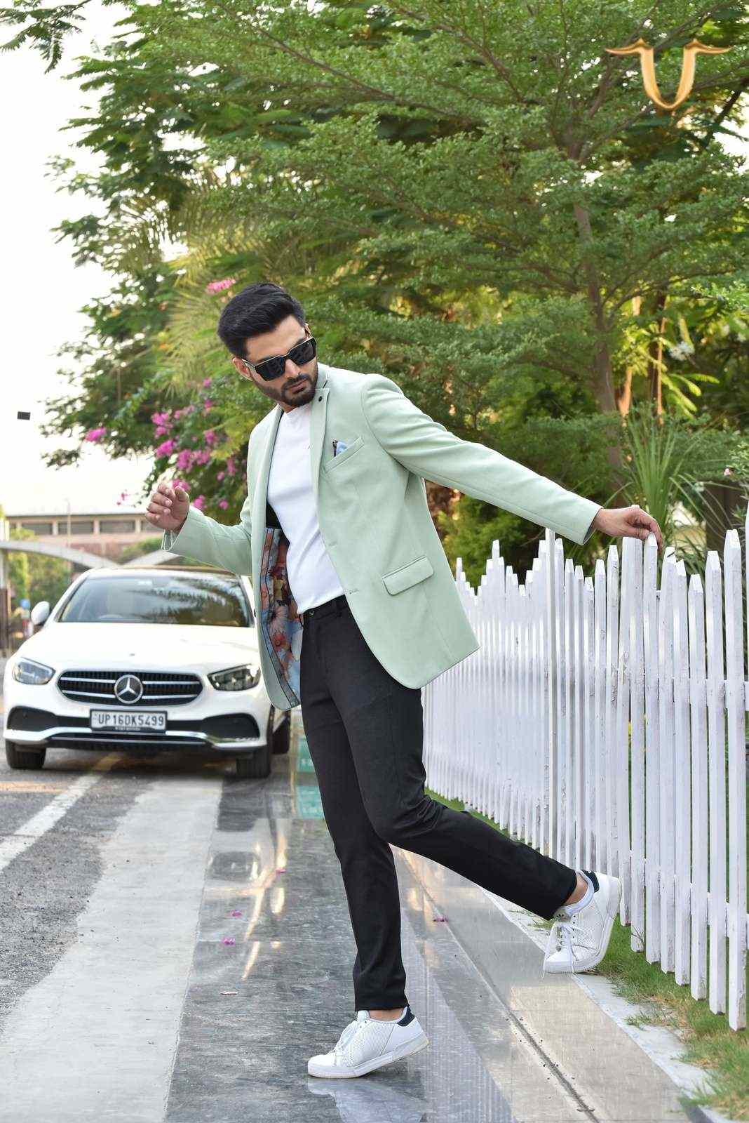 Mint Stretch Knitted Blazer house-of-united