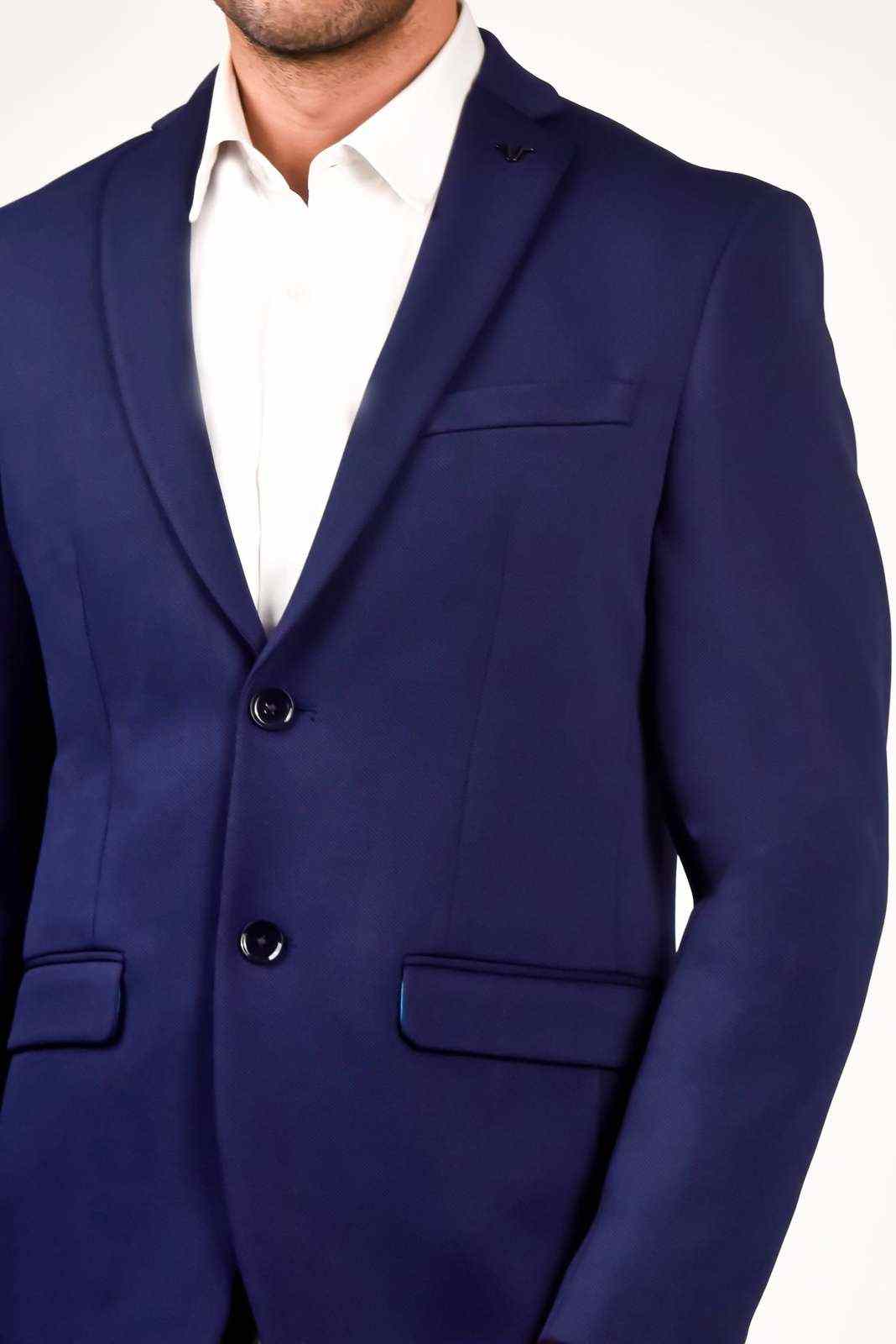 Navy Knitted Blazer For Office house-of-united