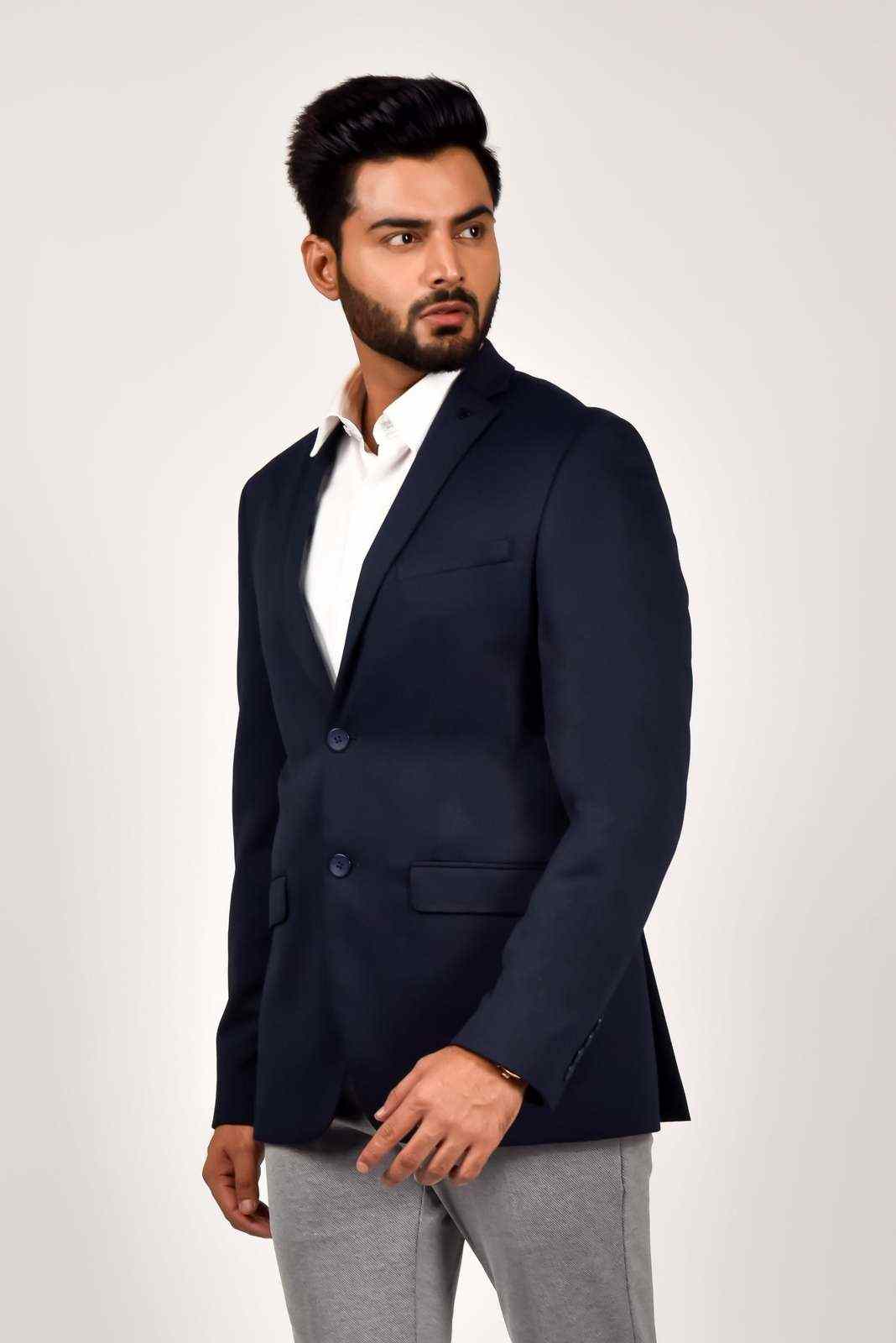 Navy Knitted Blazer For parties house-of-united