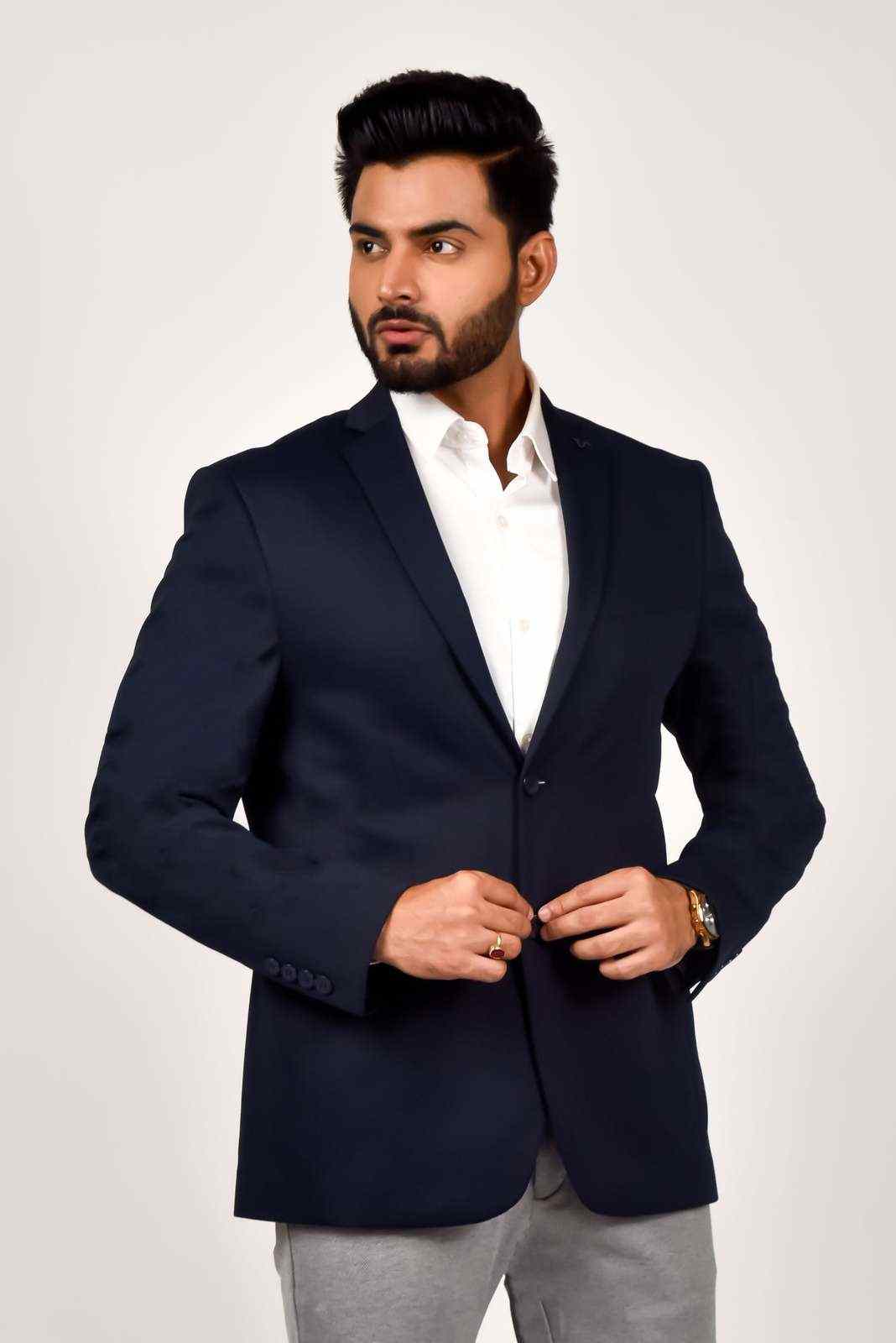Navy Knitted Blazer For parties house-of-united