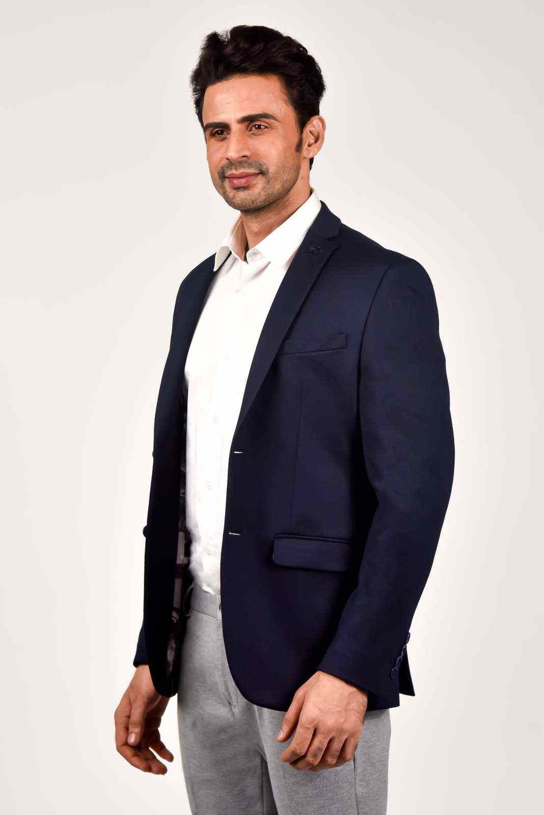 Navy Knitted Blazer for Leisure house-of-united