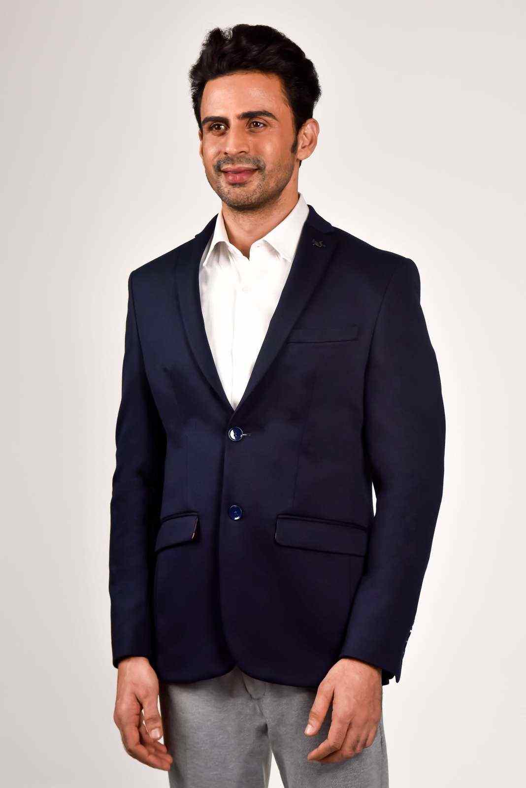 Navy Knitted Blazer for Leisure house-of-united
