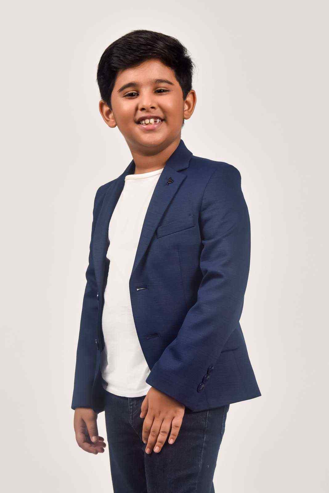 Navy Knitted Boys Blazer
