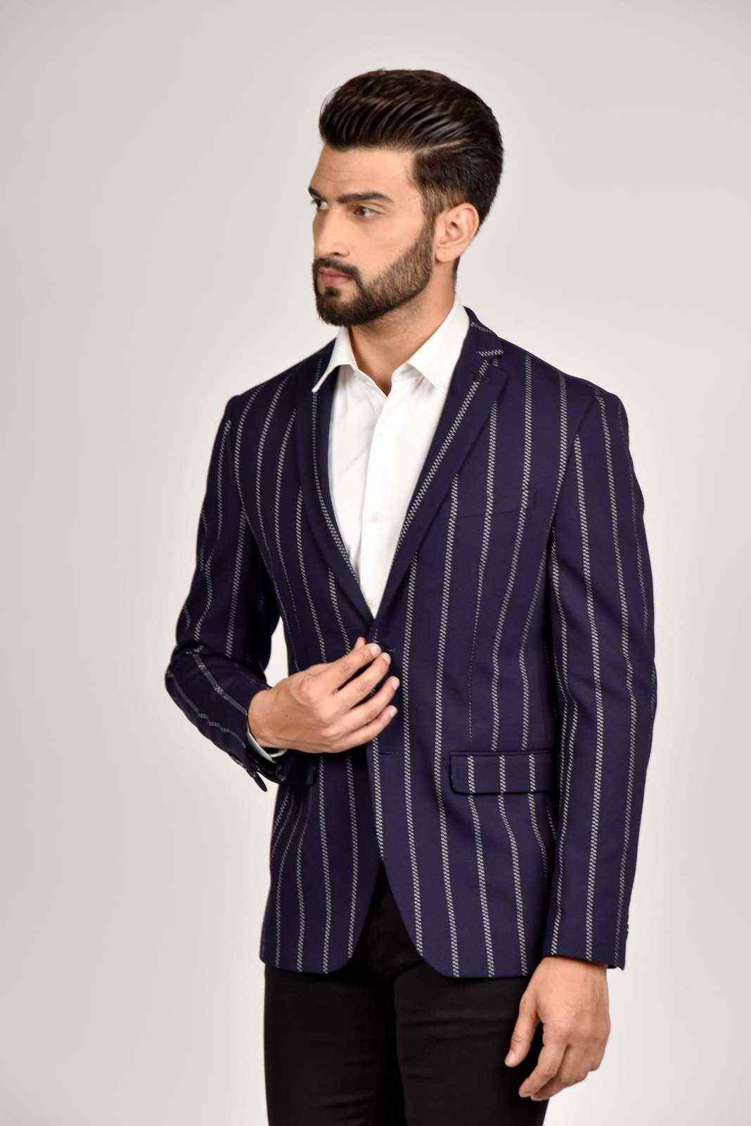 Navy Knitted Lifestyle Blazer house-of-united