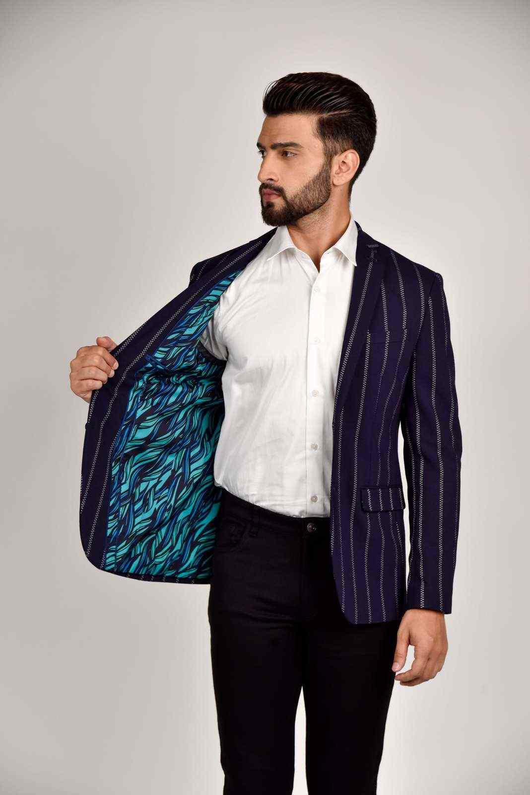 Navy Knitted Lifestyle Blazer house-of-united