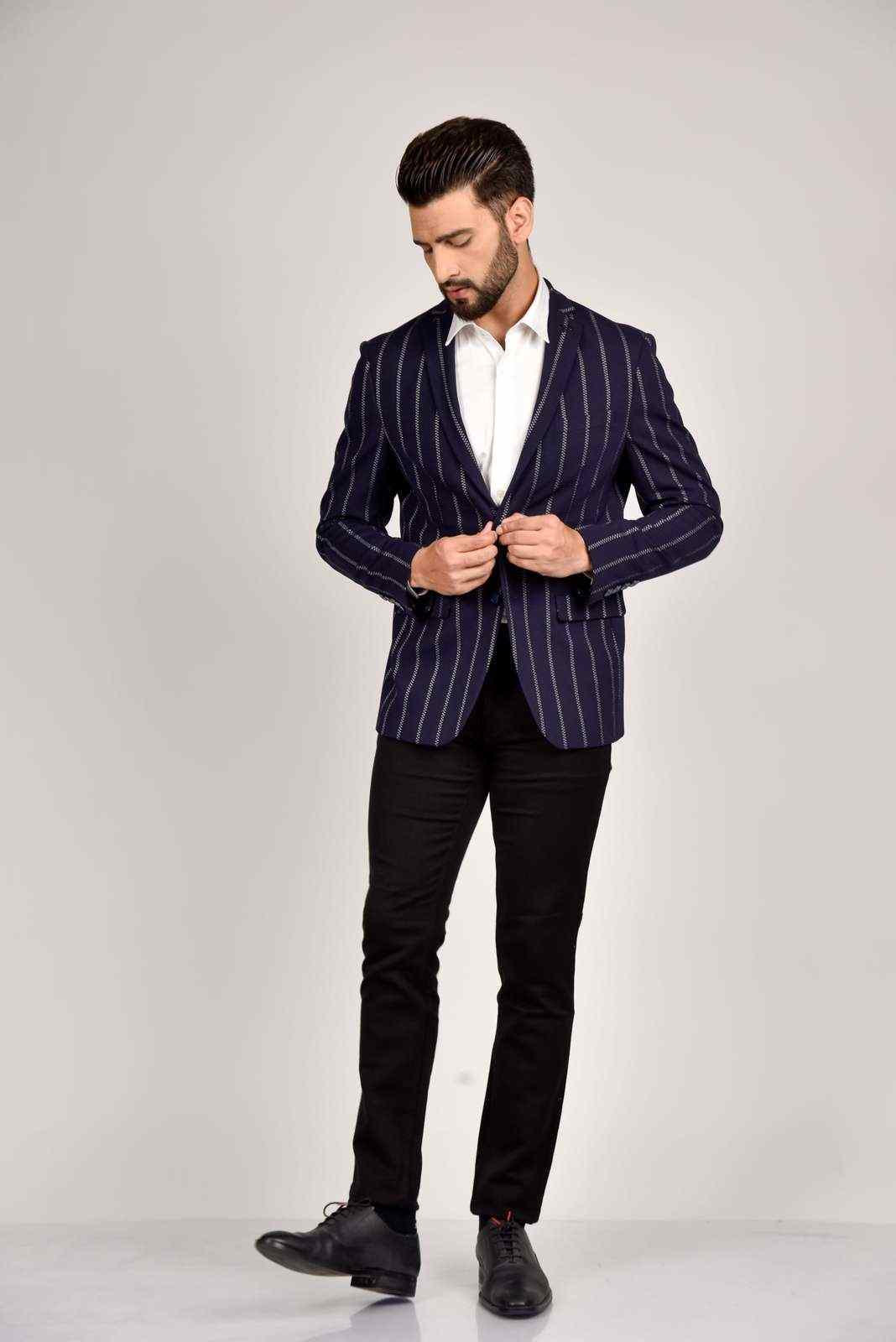 Navy Knitted Lifestyle Blazer house-of-united