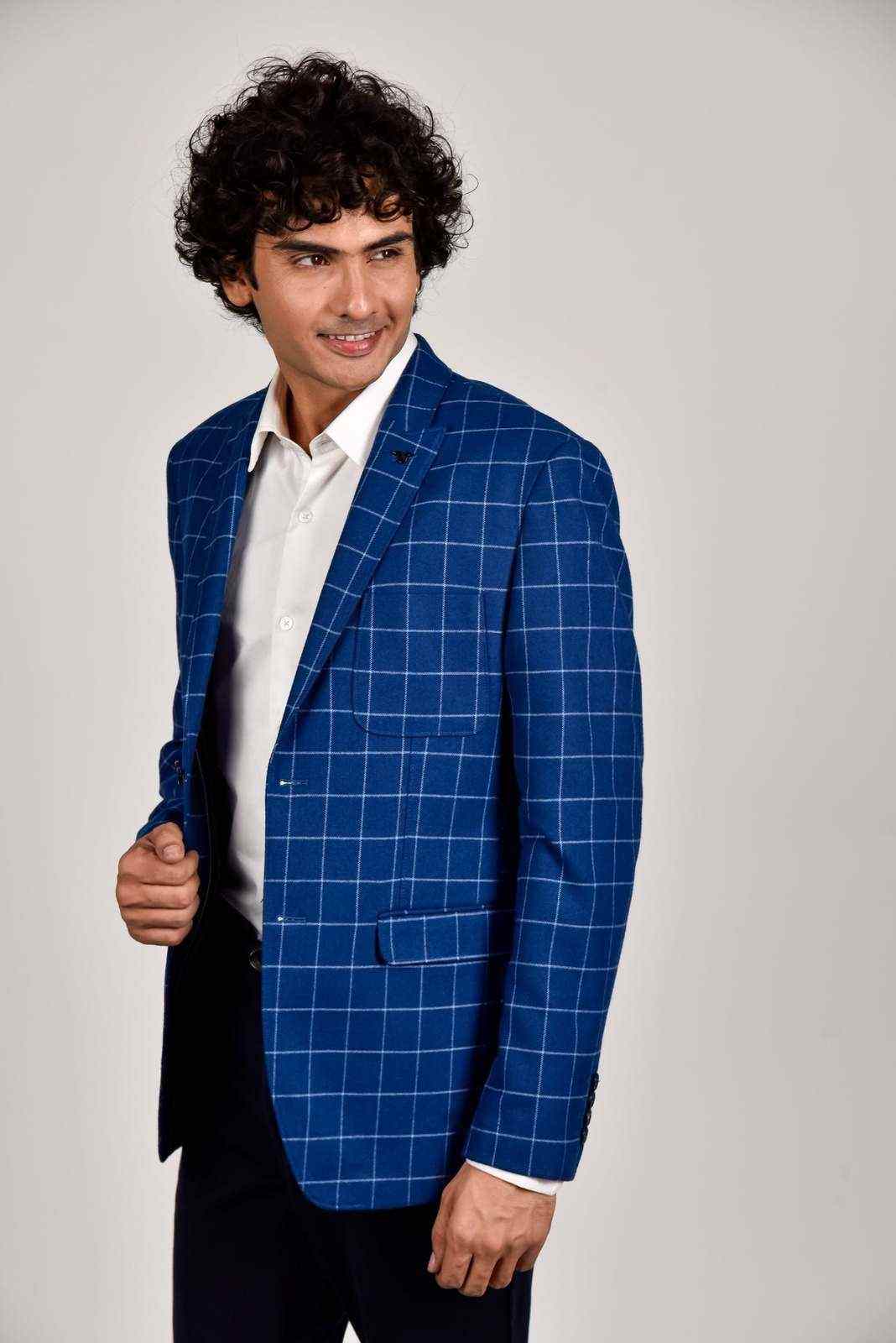 Navy Tweed Woven Blazer house-of-united