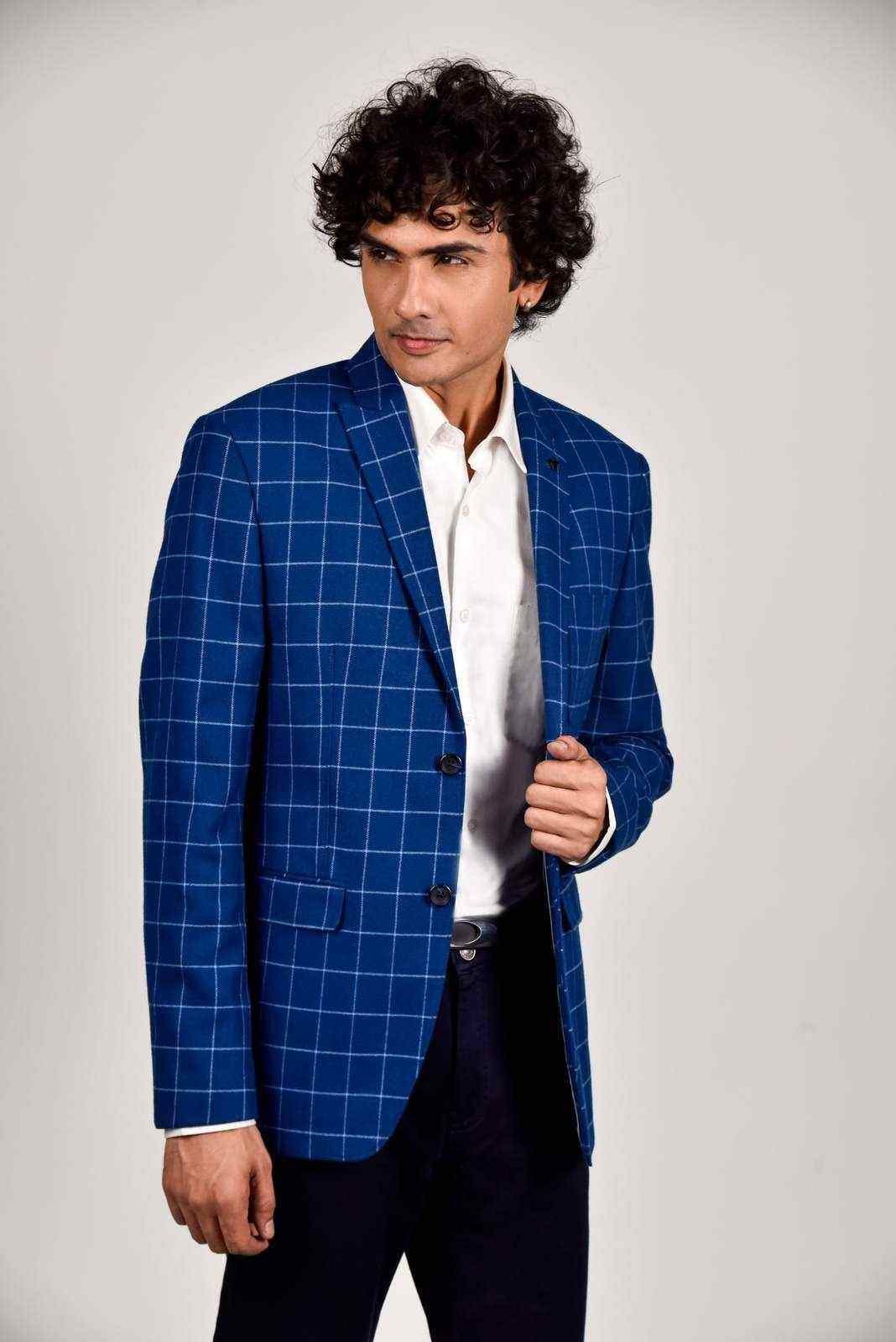 Navy Tweed Woven Blazer house-of-united