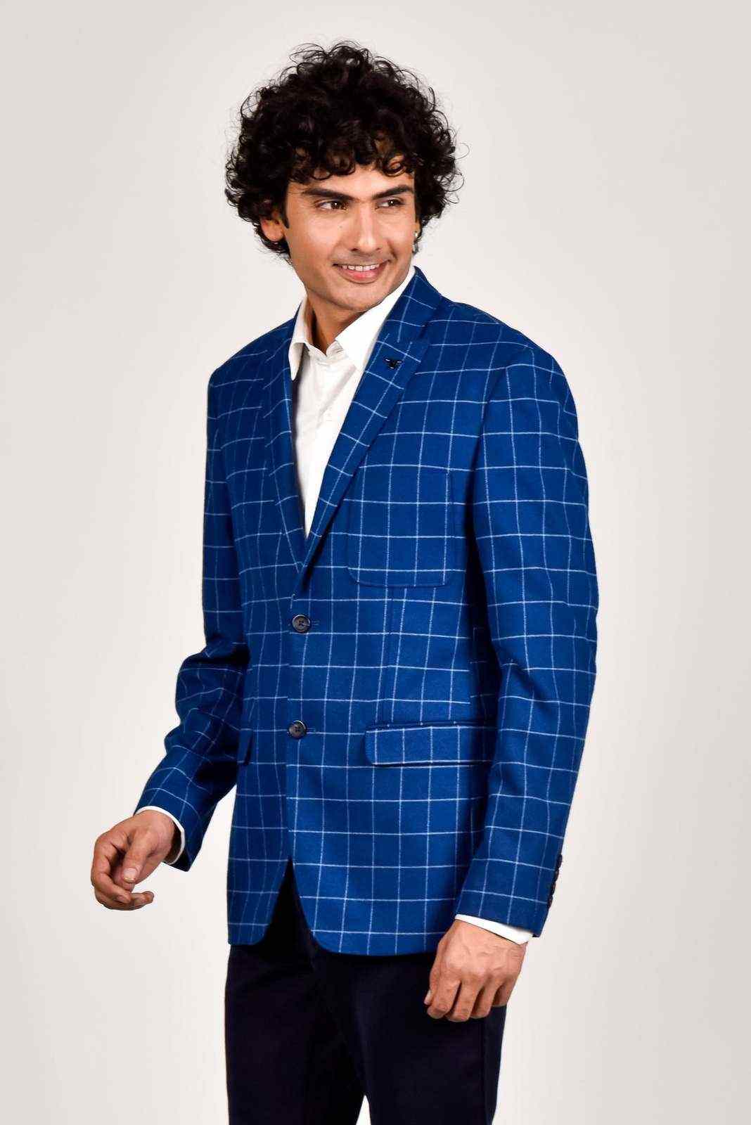 Navy Tweed Woven Blazer house-of-united