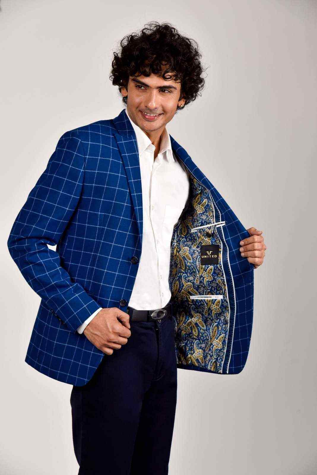 Navy Tweed Woven Blazer house-of-united