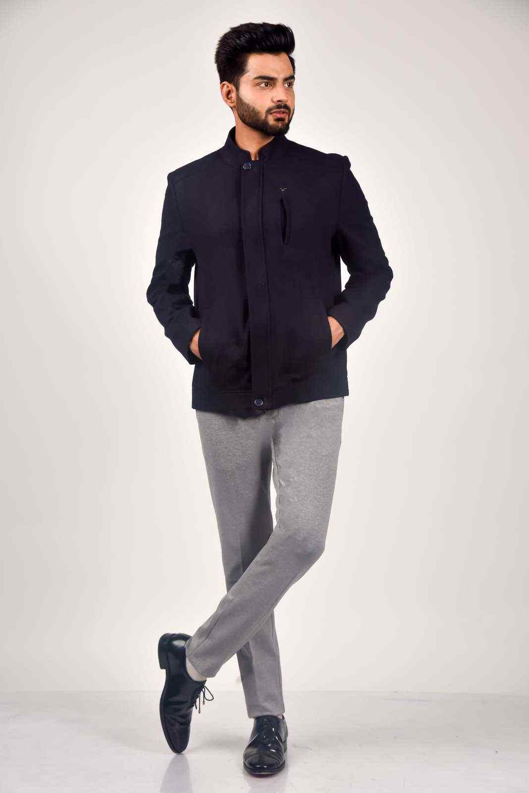 Navy Tweed Zipper Jacket house-of-united