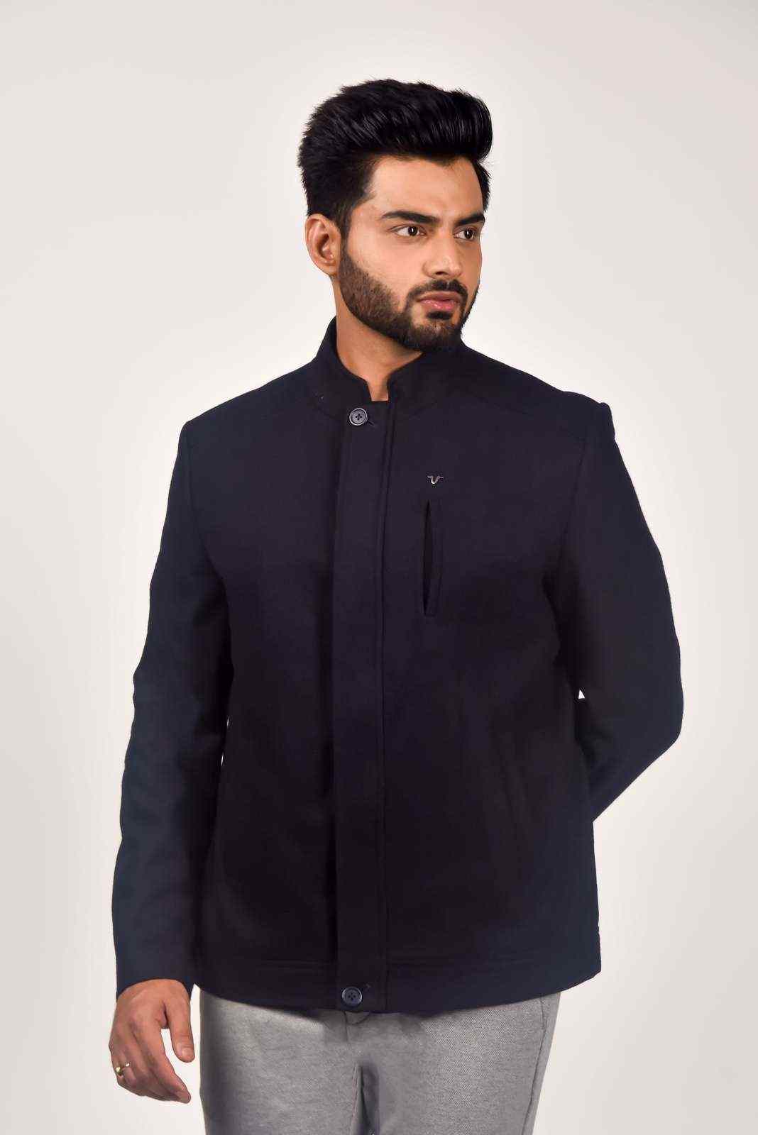 Navy Tweed Zipper Jacket house-of-united