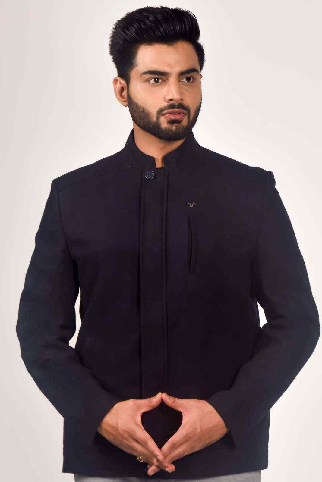 Navy Tweed Zipper Jacket house-of-united