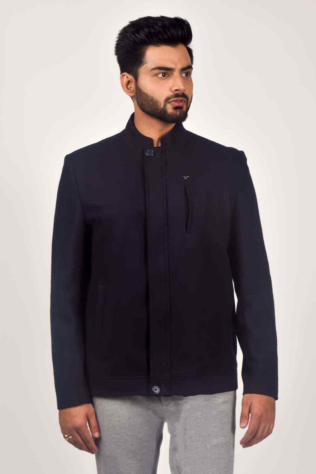 Navy Tweed Zipper Jacket house-of-united